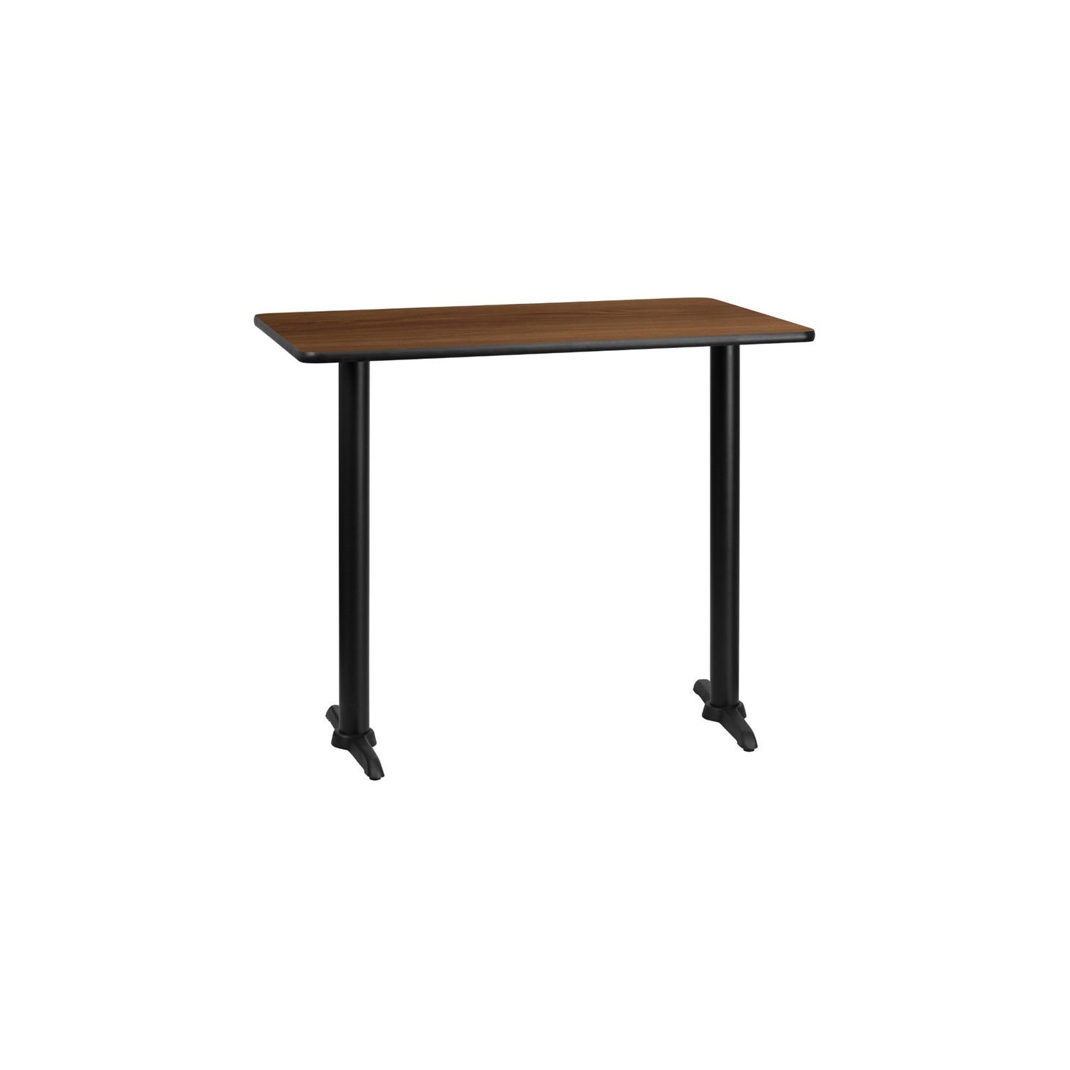 30'' X 48'' Rectangular Walnut Laminate Table Top With 5'' X 22'' Bar Height Table Bases [Xu-Waltb-3048-T0522b-Gg]