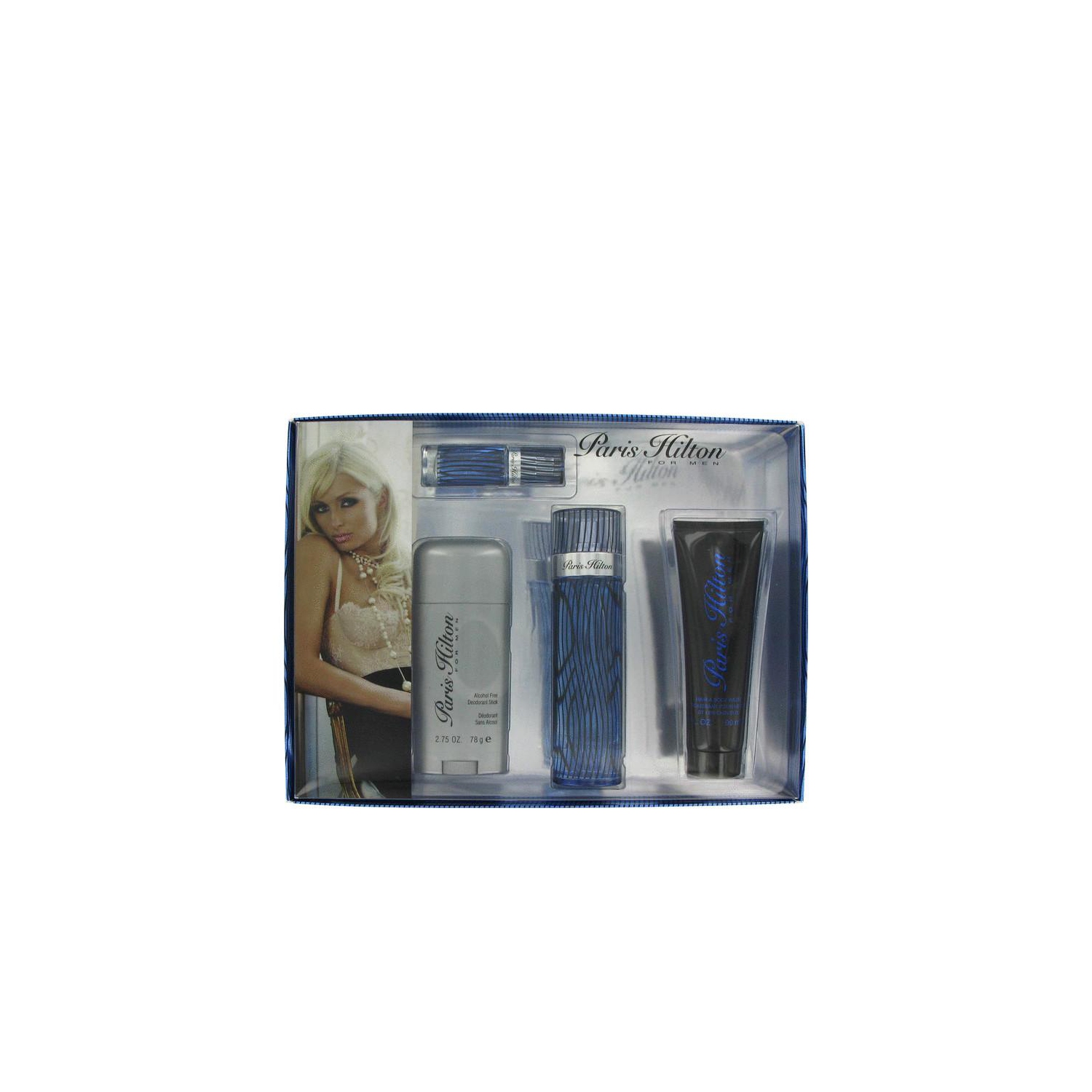 Paris Hilton par Paris Hilton Gift Set -- 3.4 oz Eau De Toilette Spray + 3 oz Body Wash + 2.75 oz Deodorant Stick + .25 Mini EDT Spray (Homme)
