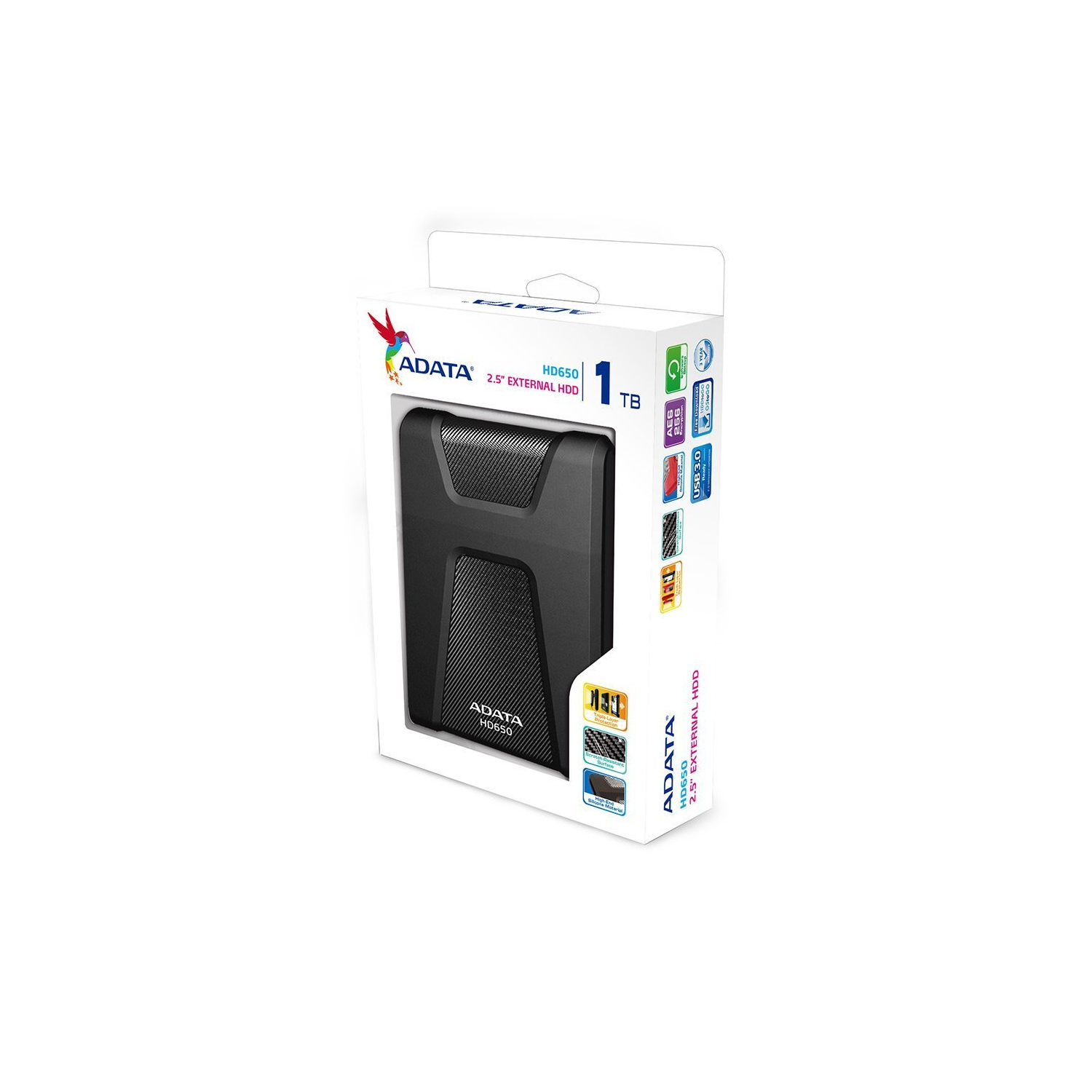 Disque dur externe portatif USB 3.0 2.5 po 1 To d’ADATA pour Mac - Noir
