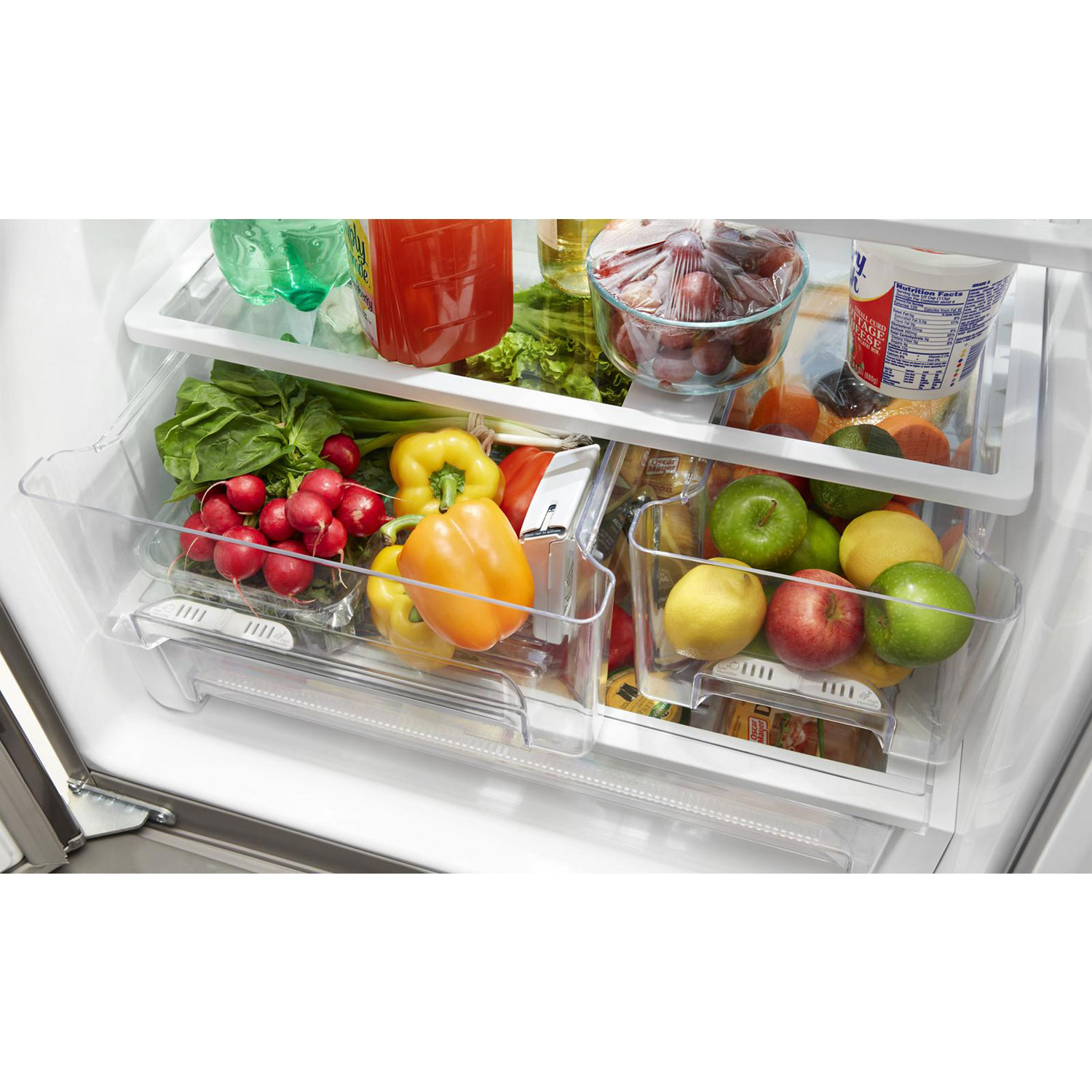 Whirlpool 30" 19.7 CuFt French Door Refrigerator w/ LED Lighting-Black Stainless Steel