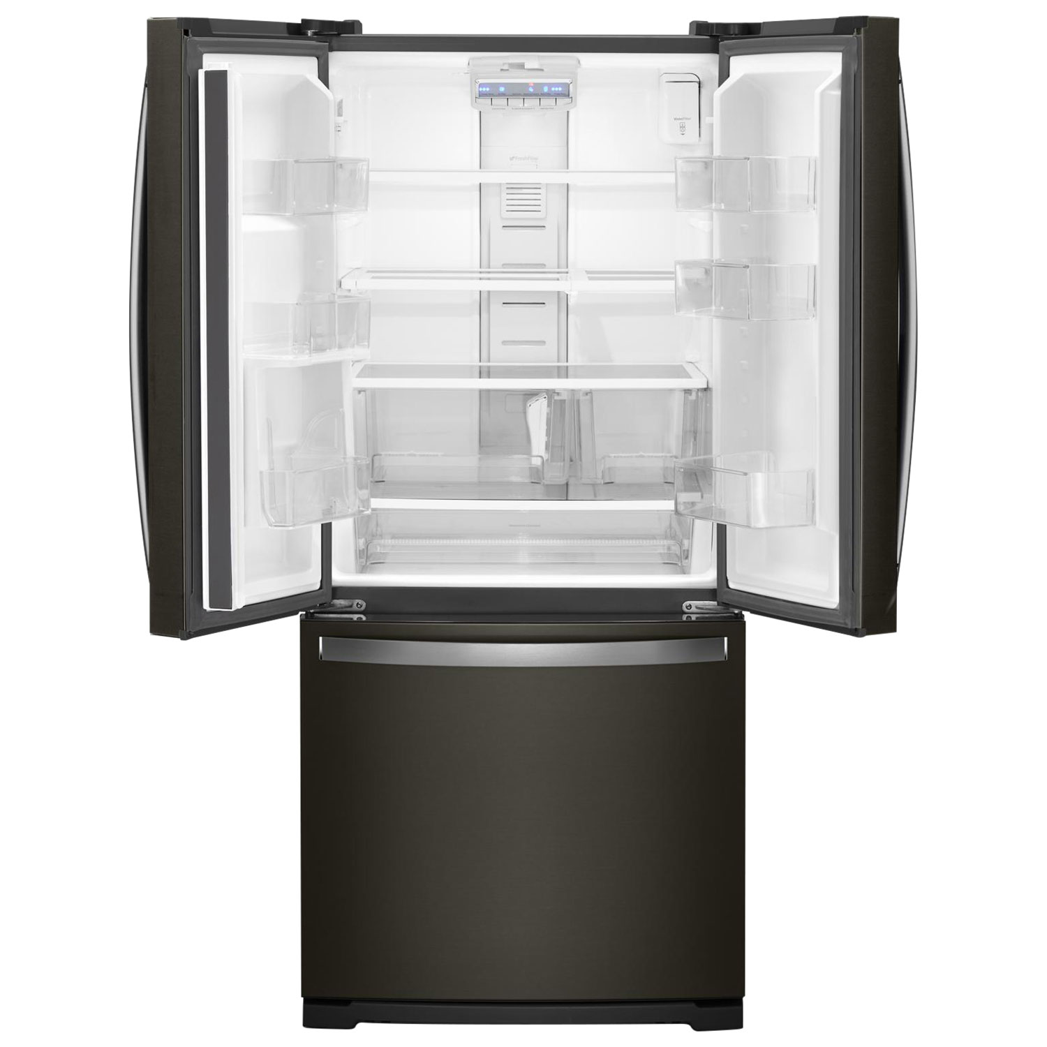 Whirlpool 30" 19.7 CuFt French Door Refrigerator w/ LED Lighting-Black Stainless Steel