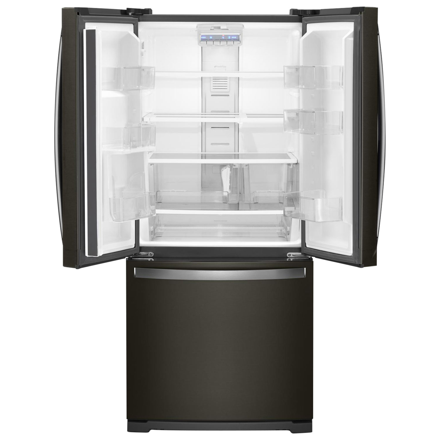 Whirlpool 30" 19.7 CuFt French Door Refrigerator w/ LED Lighting-Black Stainless Steel