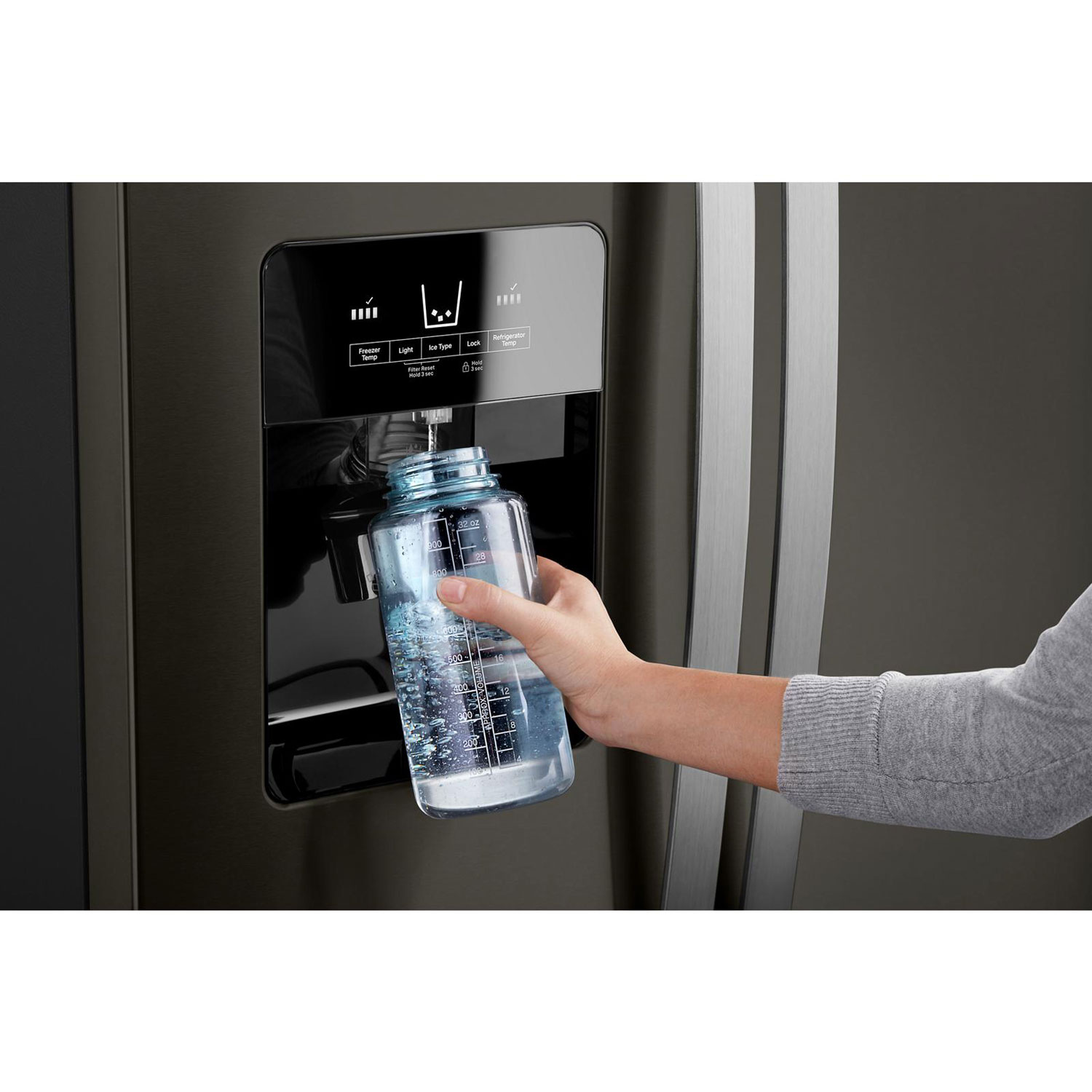 Whirlpool 33" 21.2 Cu. Ft. Side-by-Side Refrigerator w/ Ice Dispenser - Black Stainless