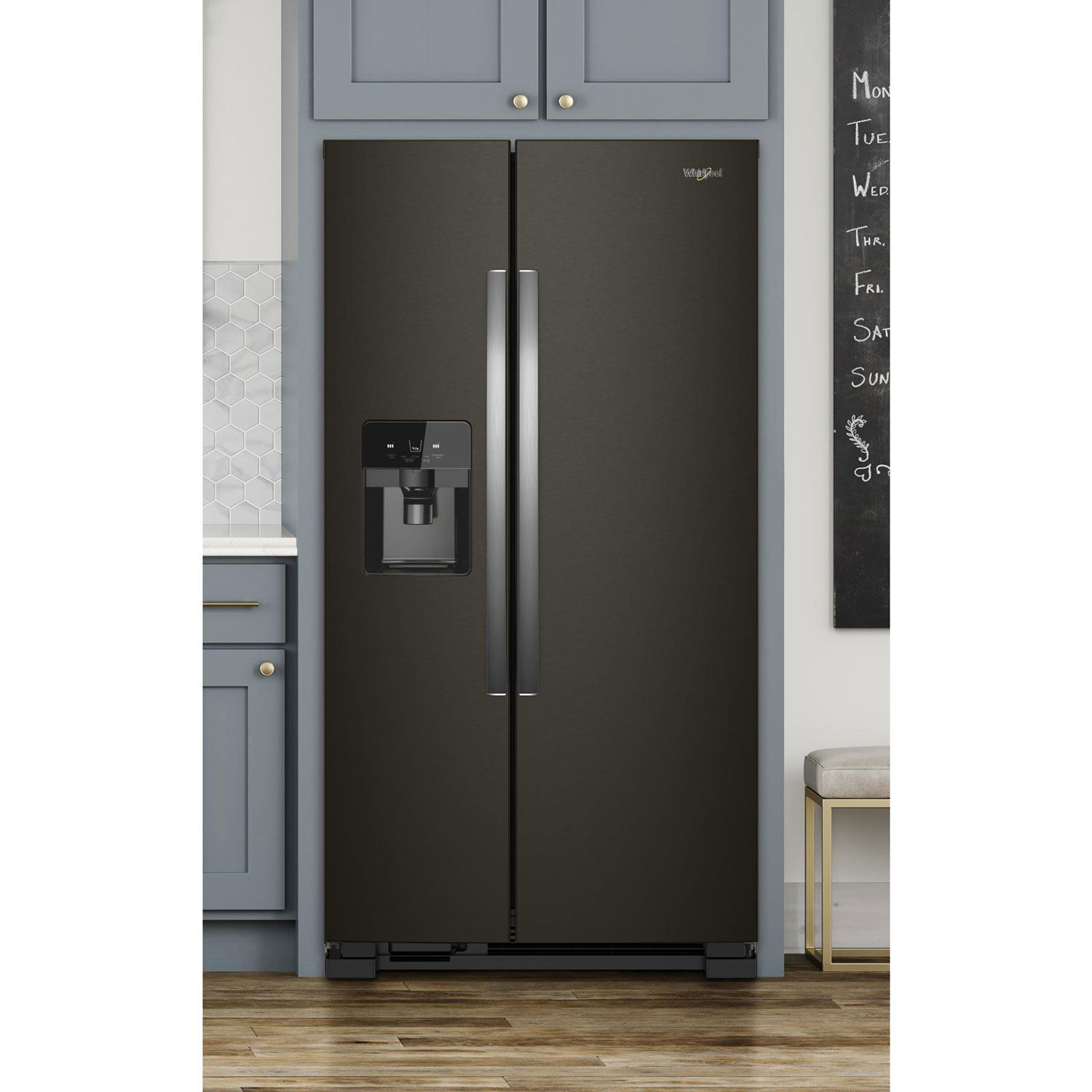 Whirlpool 33" 21.2 Cu. Ft. Side-by-Side Refrigerator w/ Ice Dispenser - Black Stainless