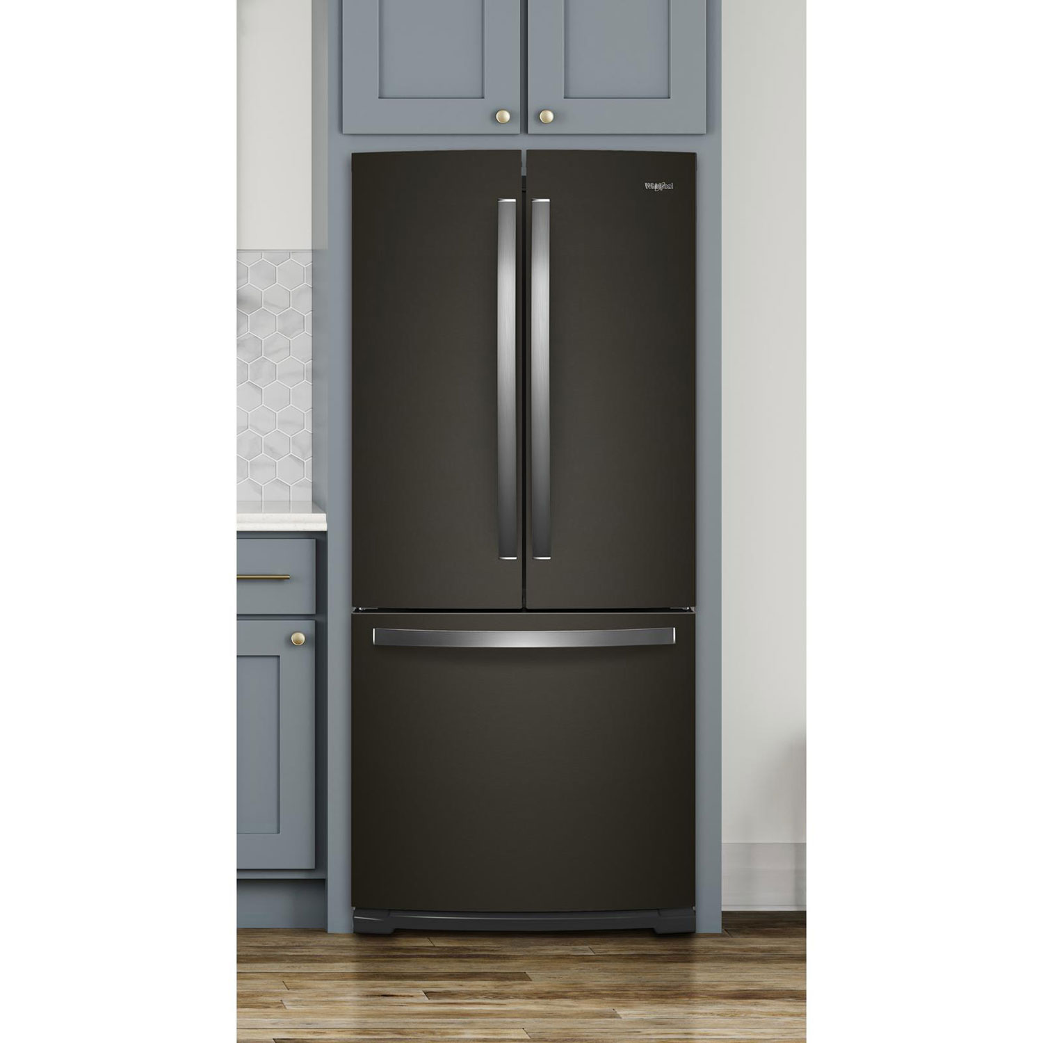 Whirlpool 30" 19.7 Cu Ft French Door Refrigerator w/ LED Lighting-Black Stainless Steel