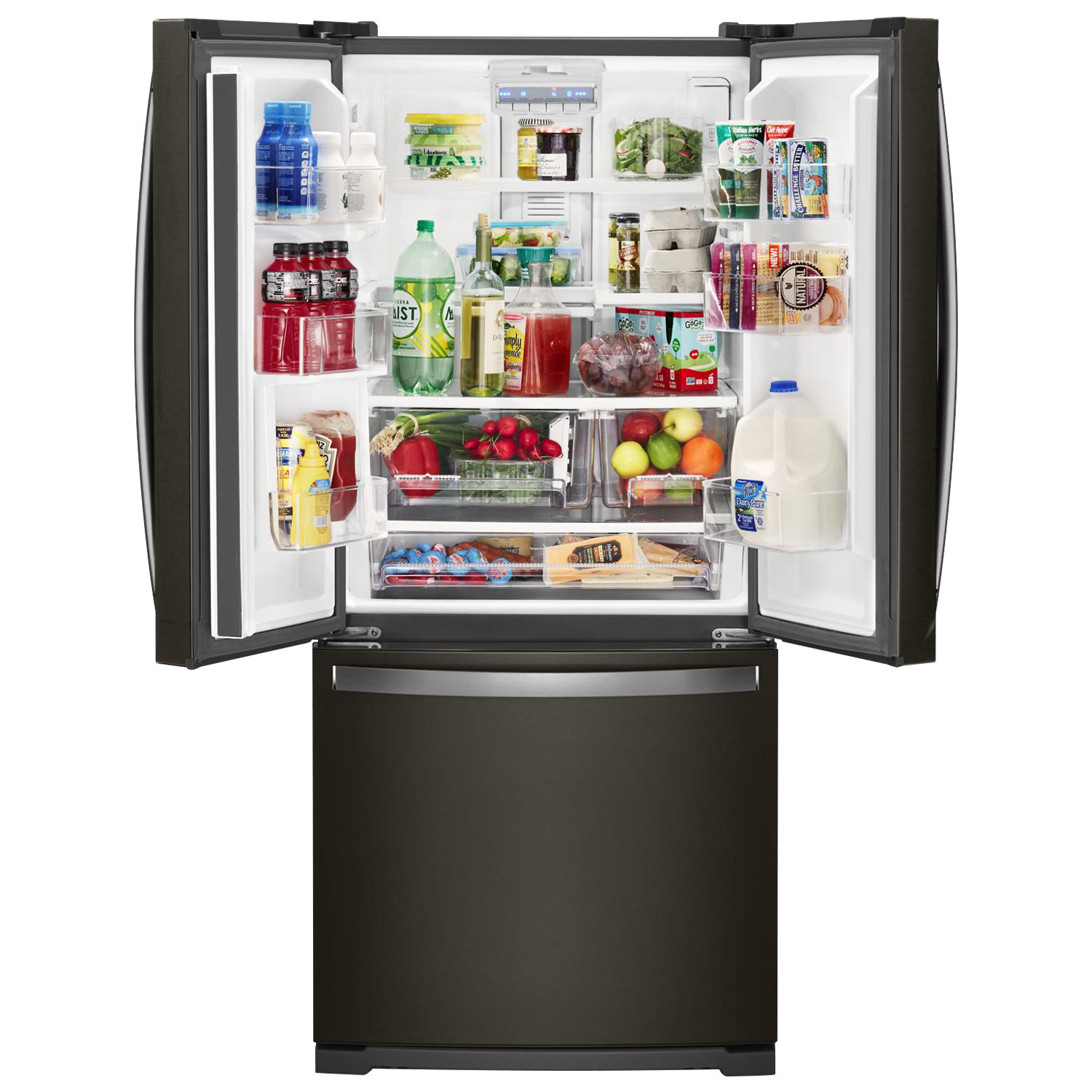 Whirlpool 30" 19.7 Cu Ft French Door Refrigerator w/ LED Lighting-Black Stainless Steel