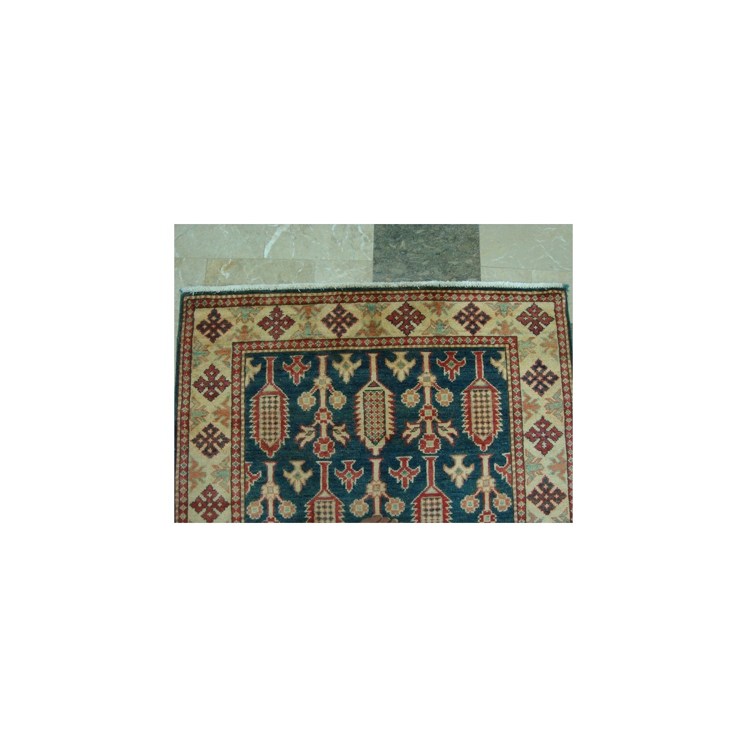 Super Kazak Caucasion Geometric Afghan Veg Dyed Mahal Hand Knotted Rug Carpet'