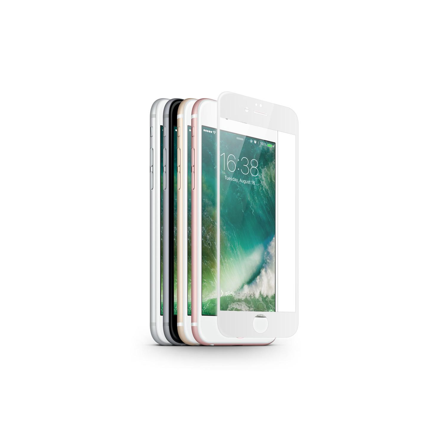 JCPal – Protecteur d’écran en verre 3D pour iPhone 7, blanc