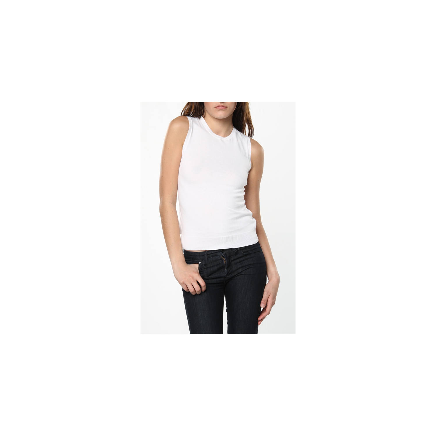 Ralph Lauren Womens White Sleeveless Pullover Shirt In Medium
