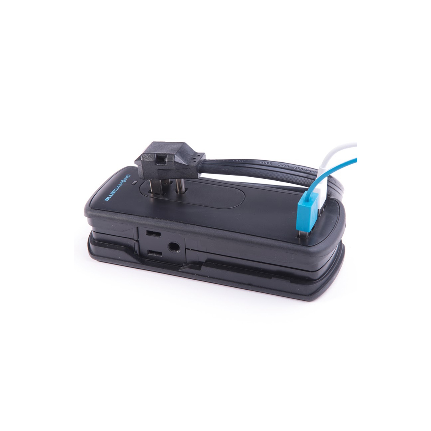 BlueDiamond Defend Travel + Charge 2 Surge Protected Outlets|1ft Flat Power Cord|Two Ultra Quick Charge USB Type A Ports- 3.4 Amp|Surge Protection