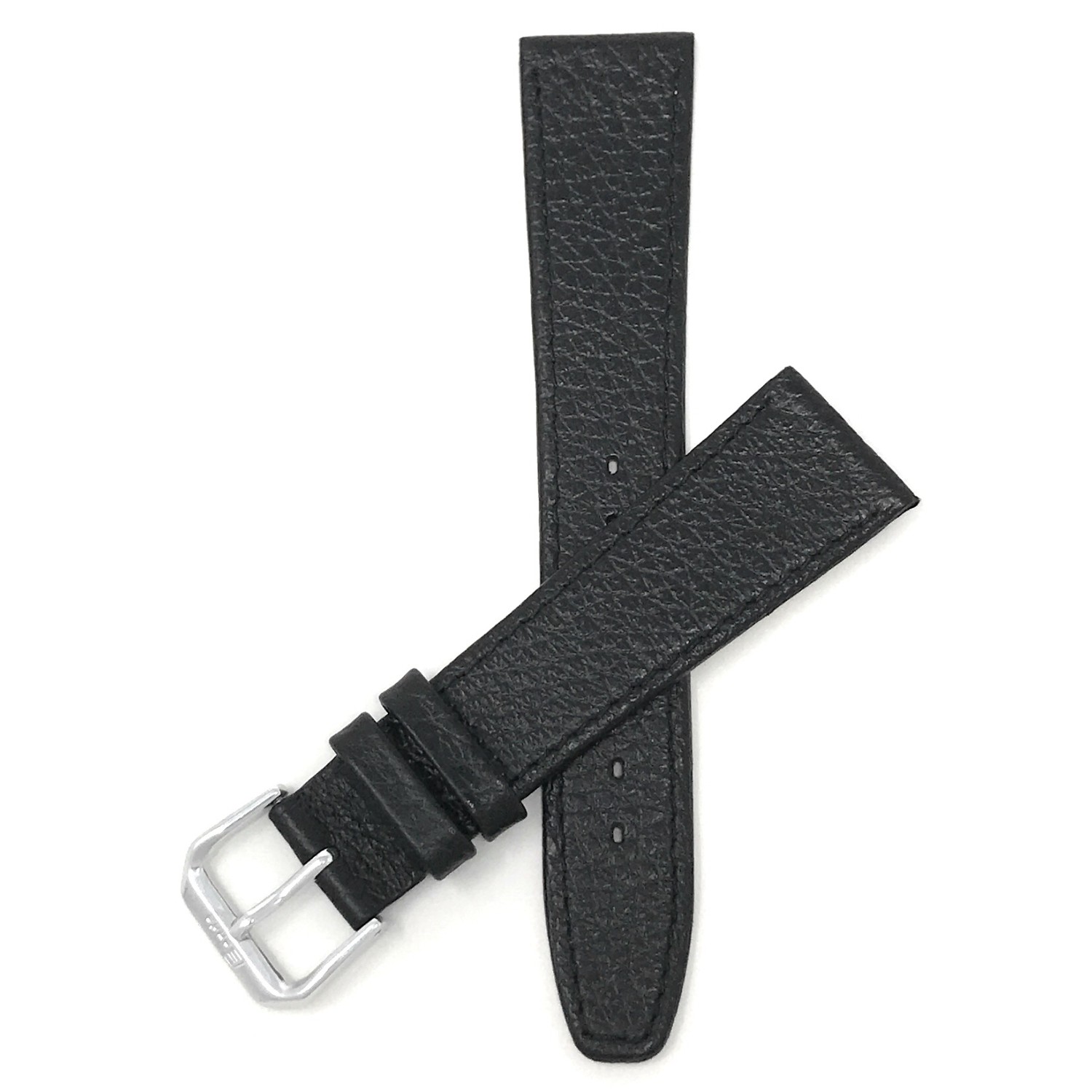 20mm Black Buffalo Pattern Leather Smartwatch Strap for Skagen Hagen, Signatur and Hald
