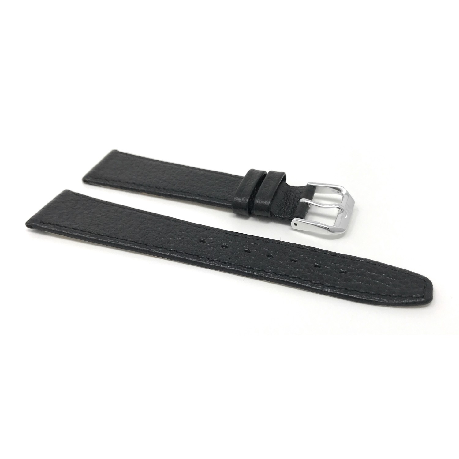 20mm Black Buffalo Pattern Leather Smartwatch Strap for Skagen Hagen, Signatur and Hald