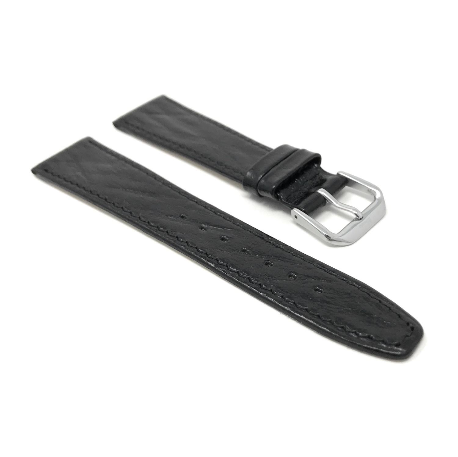 20mm Slim Semi-Glossy Black Leather Smartwatch Band Strap for Skagen Hagen, Signatur and Hald
