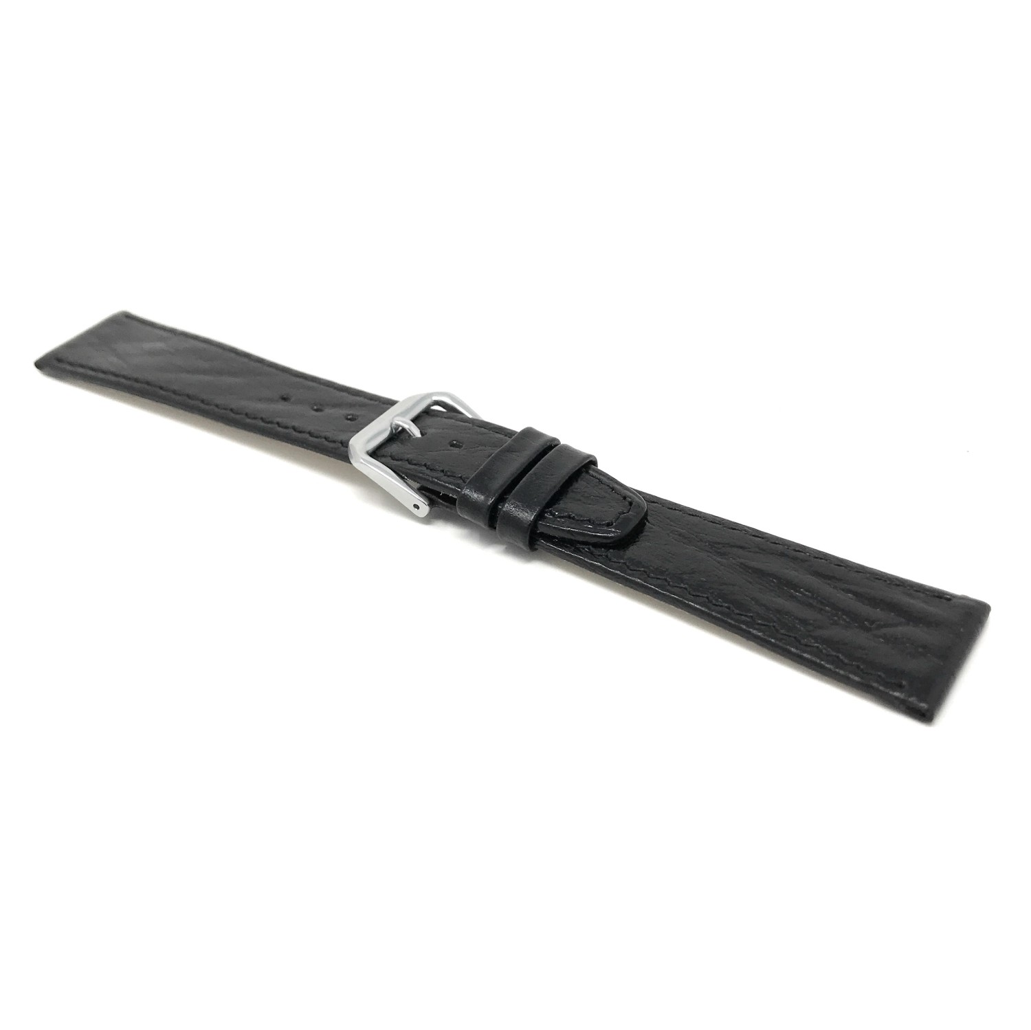 20mm Slim Semi-Glossy Black Leather Smartwatch Band Strap for Skagen Hagen, Signatur and Hald