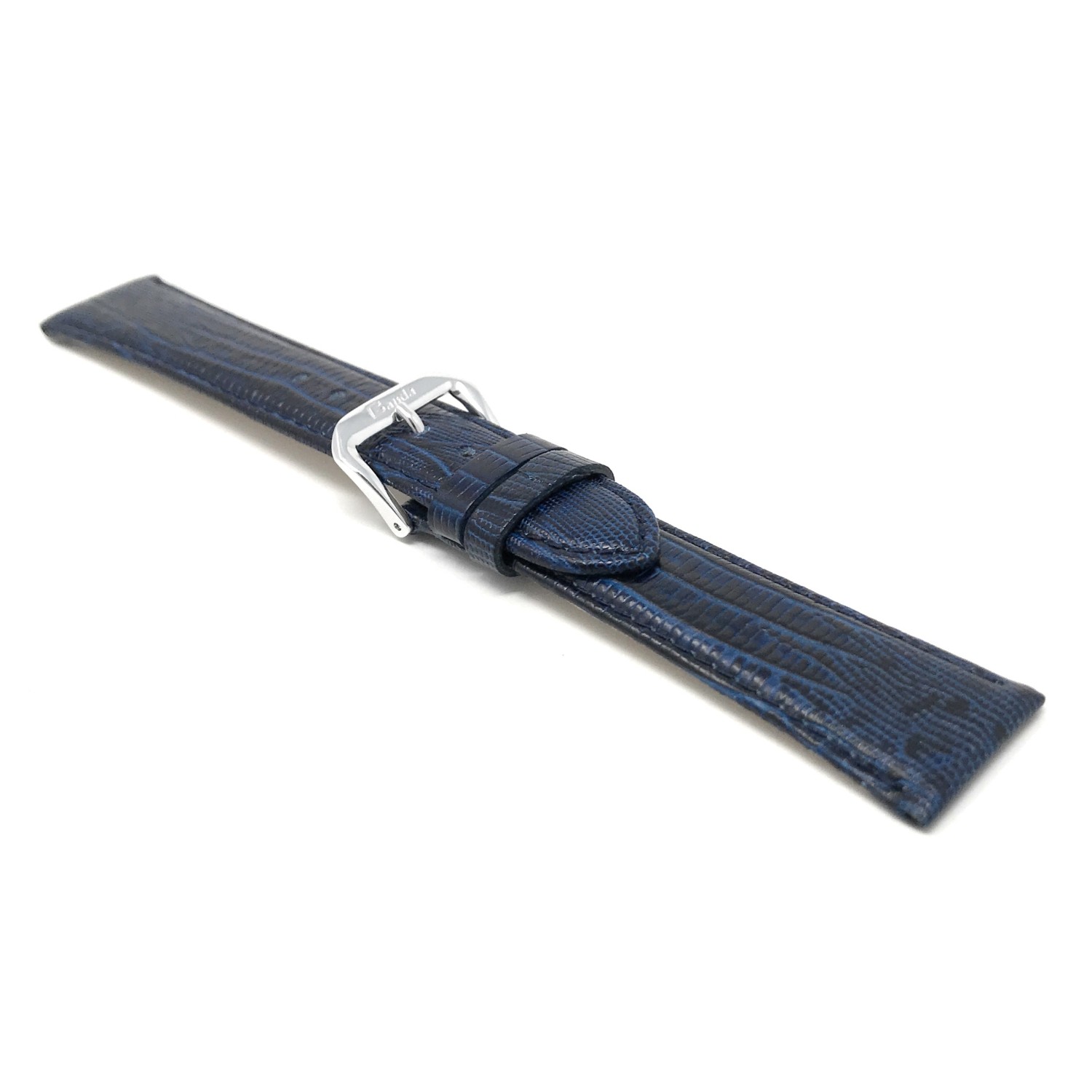 14mm Bracelet de montre pour femmes en cuir véritable, bleu, style classique, finition semi-lustrée