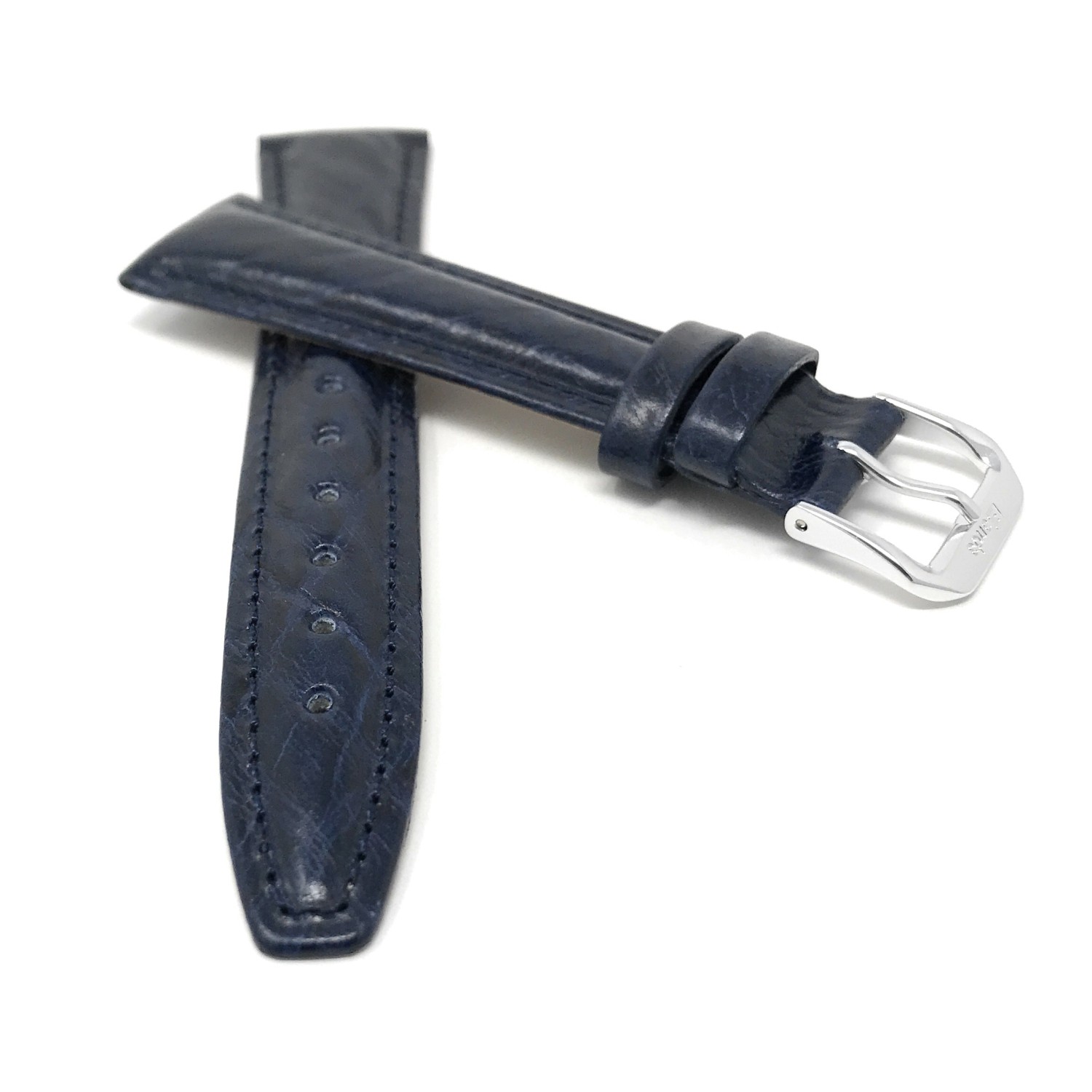 20mm Lizard Style Glossy Blue Leather Smartwatch Band Strap for Skagen Hagen, Signatur and Hald