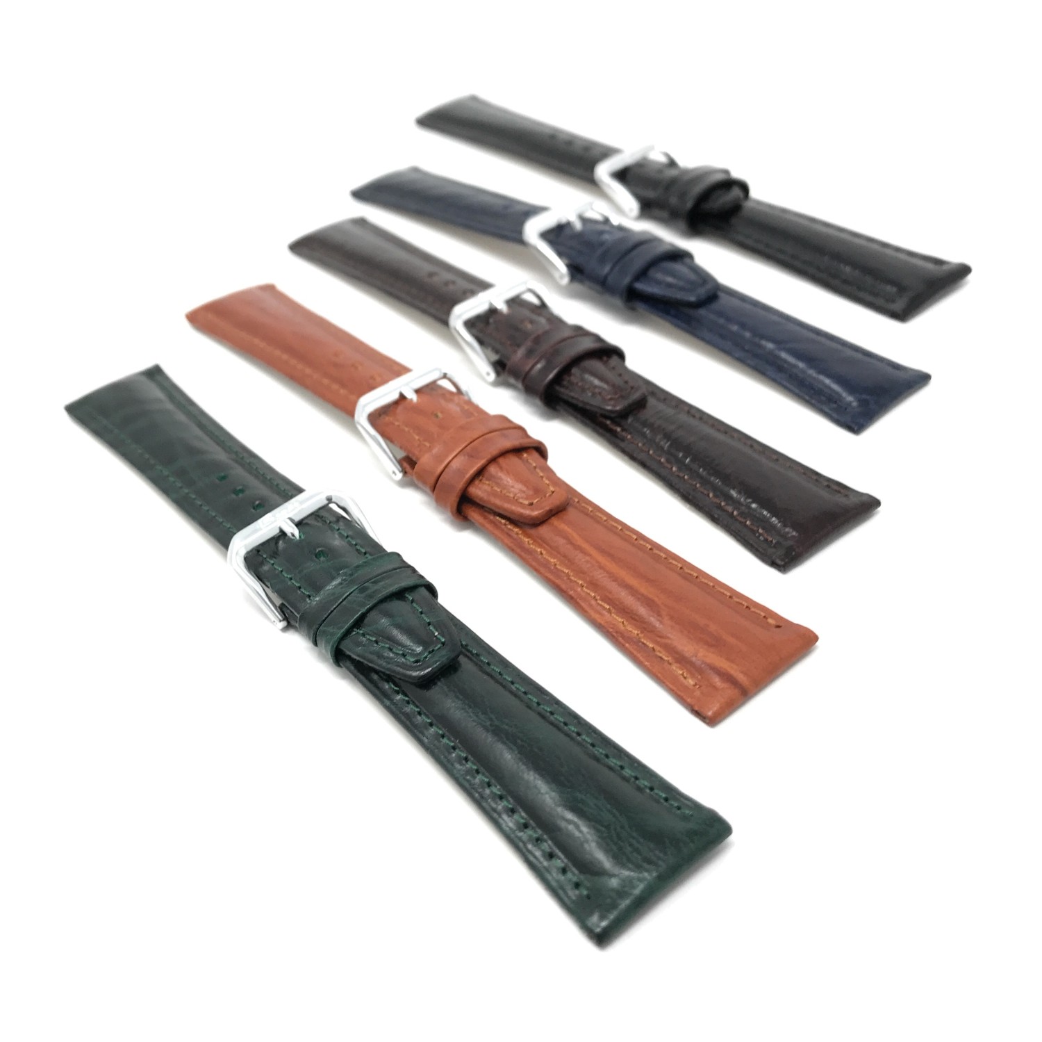 20mm Lizard Style Glossy Blue Leather Smartwatch Band Strap for Skagen Hagen, Signatur and Hald