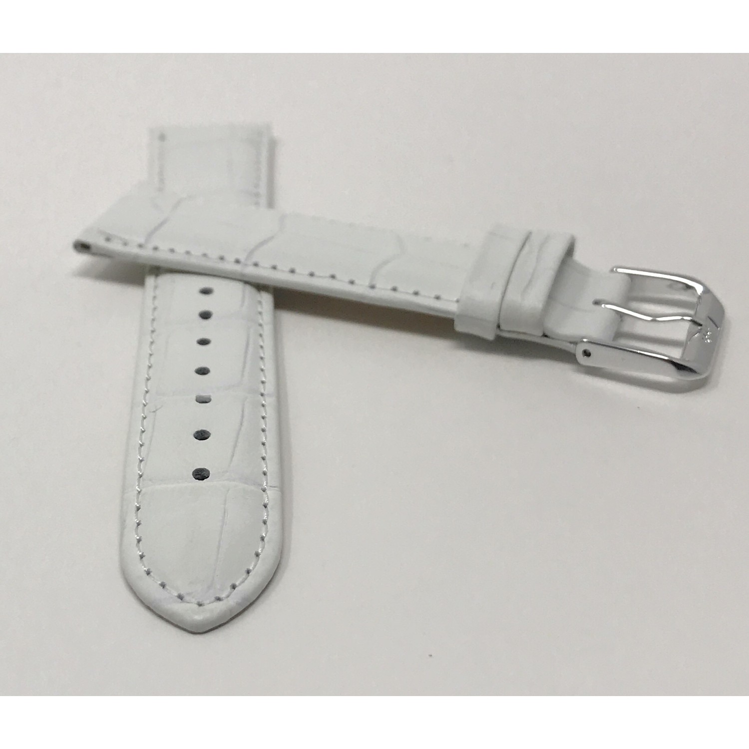 14mm White Womens' Alligator Style Genuine Leather Watch Strap Band