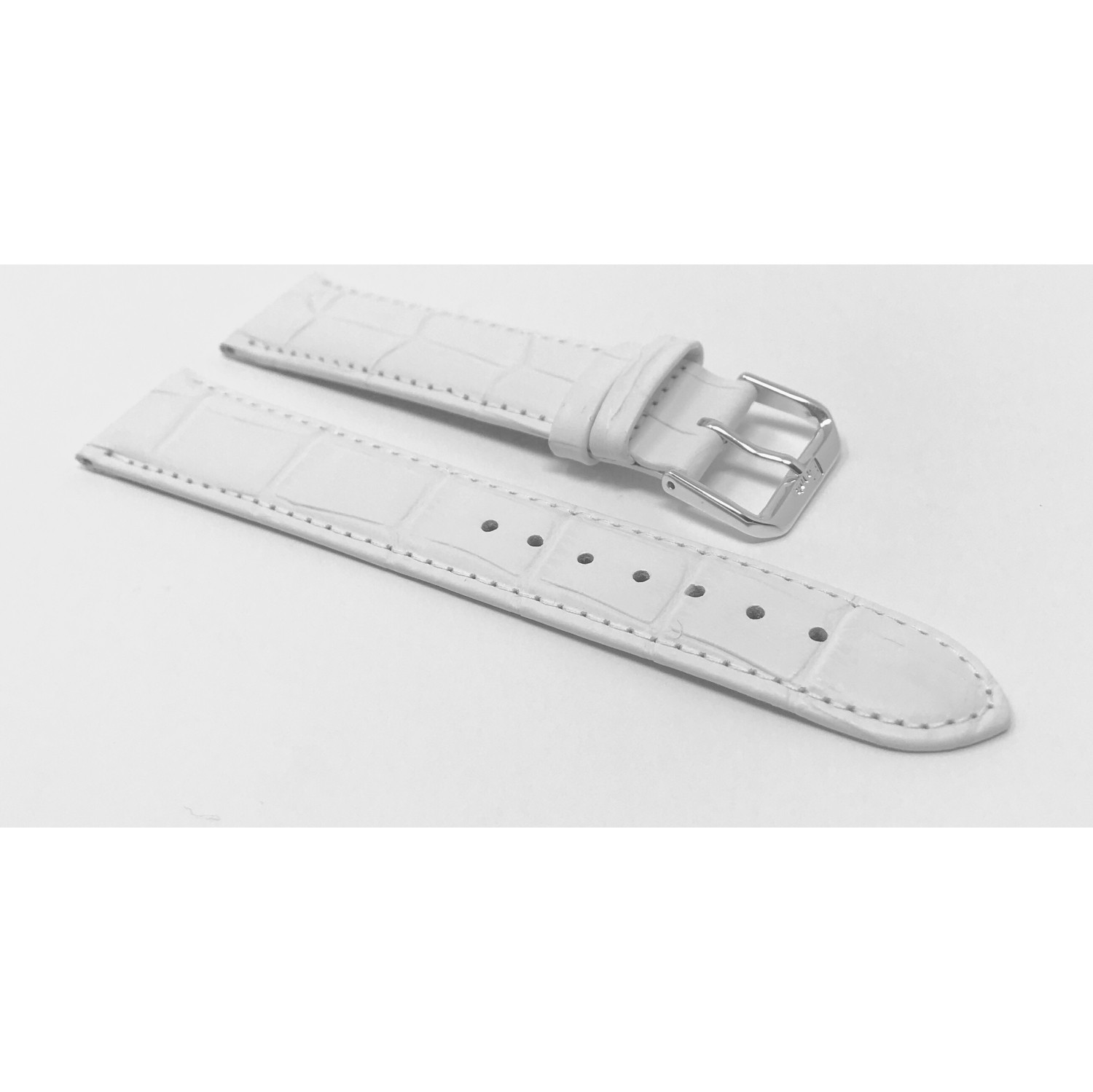 14mm White Womens' Alligator Style Genuine Leather Watch Strap Band