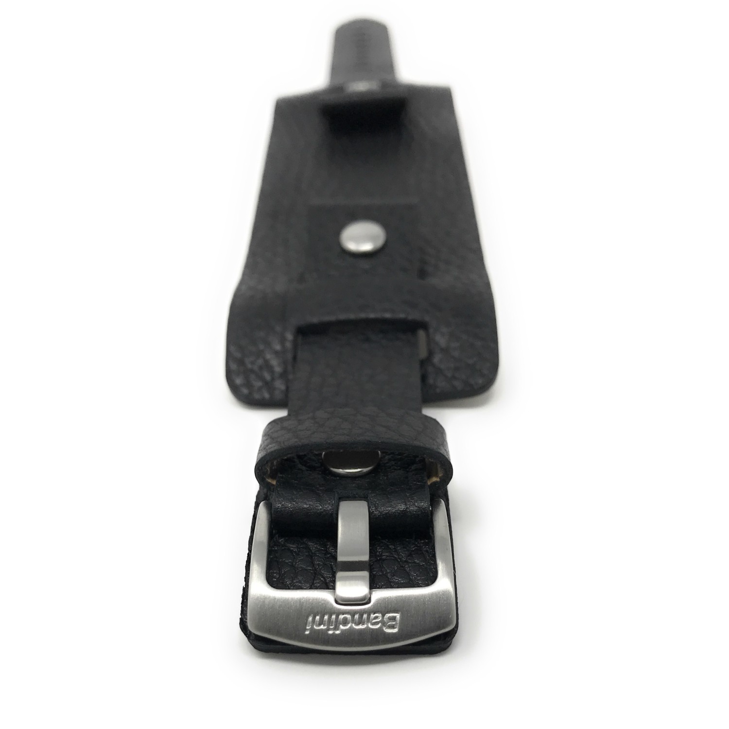 22mm Black Genuine Leather Biker Watch Band Strap, Rectangular Shape, Also Comes in Brown