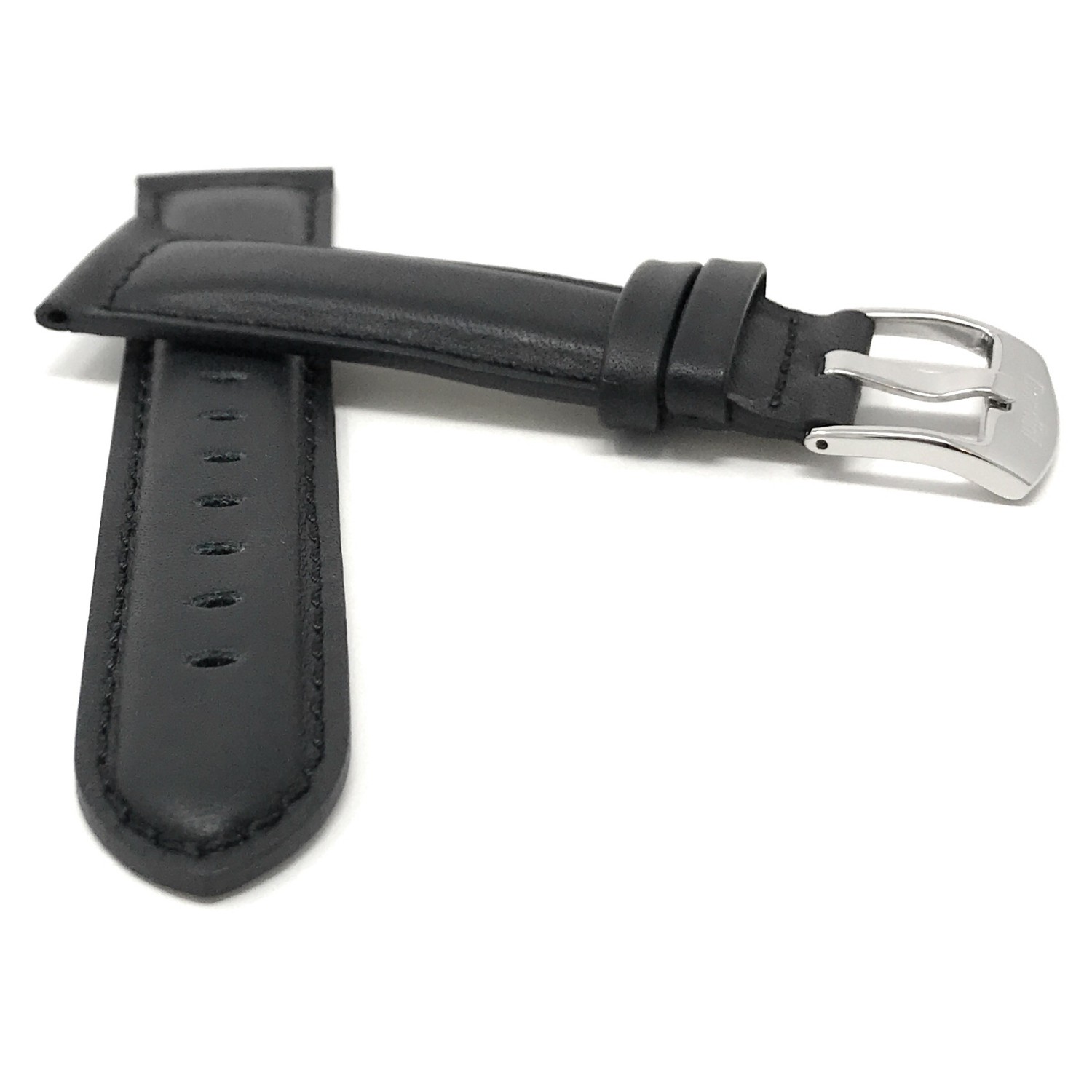 20mm Black Smartwatch Strap for Motorola 360, Leather,Mat Finish, Tone-on-Tone Stitching