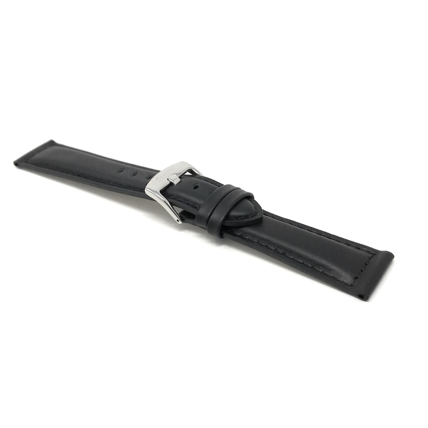 20mm Black Smartwatch Strap for Motorola 360, Leather,Mat Finish, Tone-on-Tone Stitching