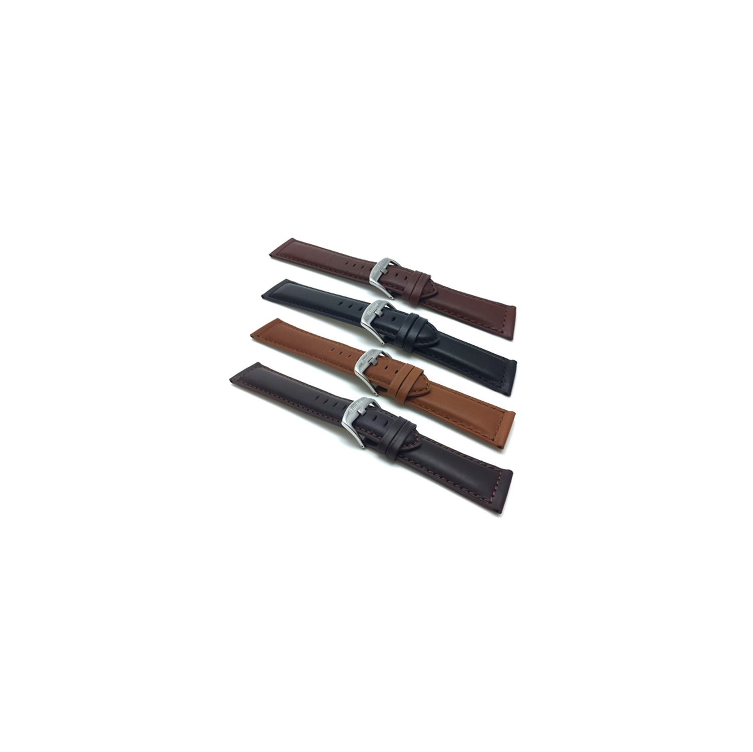 20mm Black Smartwatch Strap for Motorola 360, Leather,Mat Finish, Tone-on-Tone Stitching