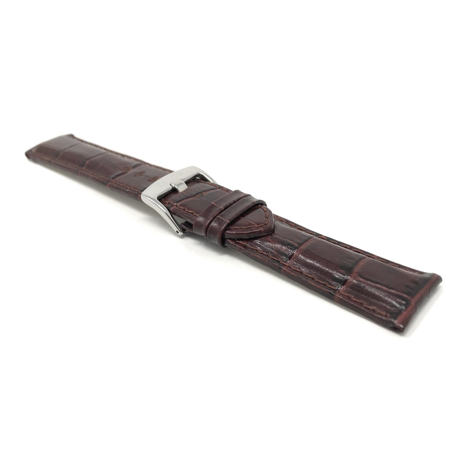 Bracelet de montre en cuir véritable de style alligator, hommes, 18 mm, brun