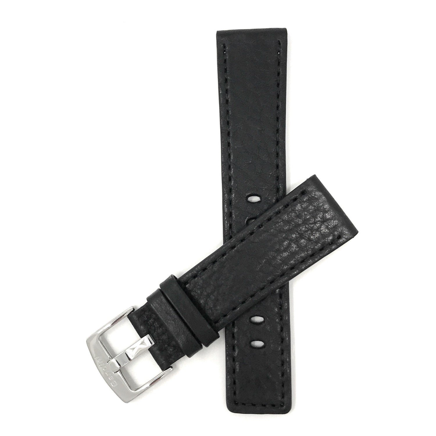 22mm Black Leather Smartwatch Strap for Motorola 360 (46mm Case), Samsung S3 Classic