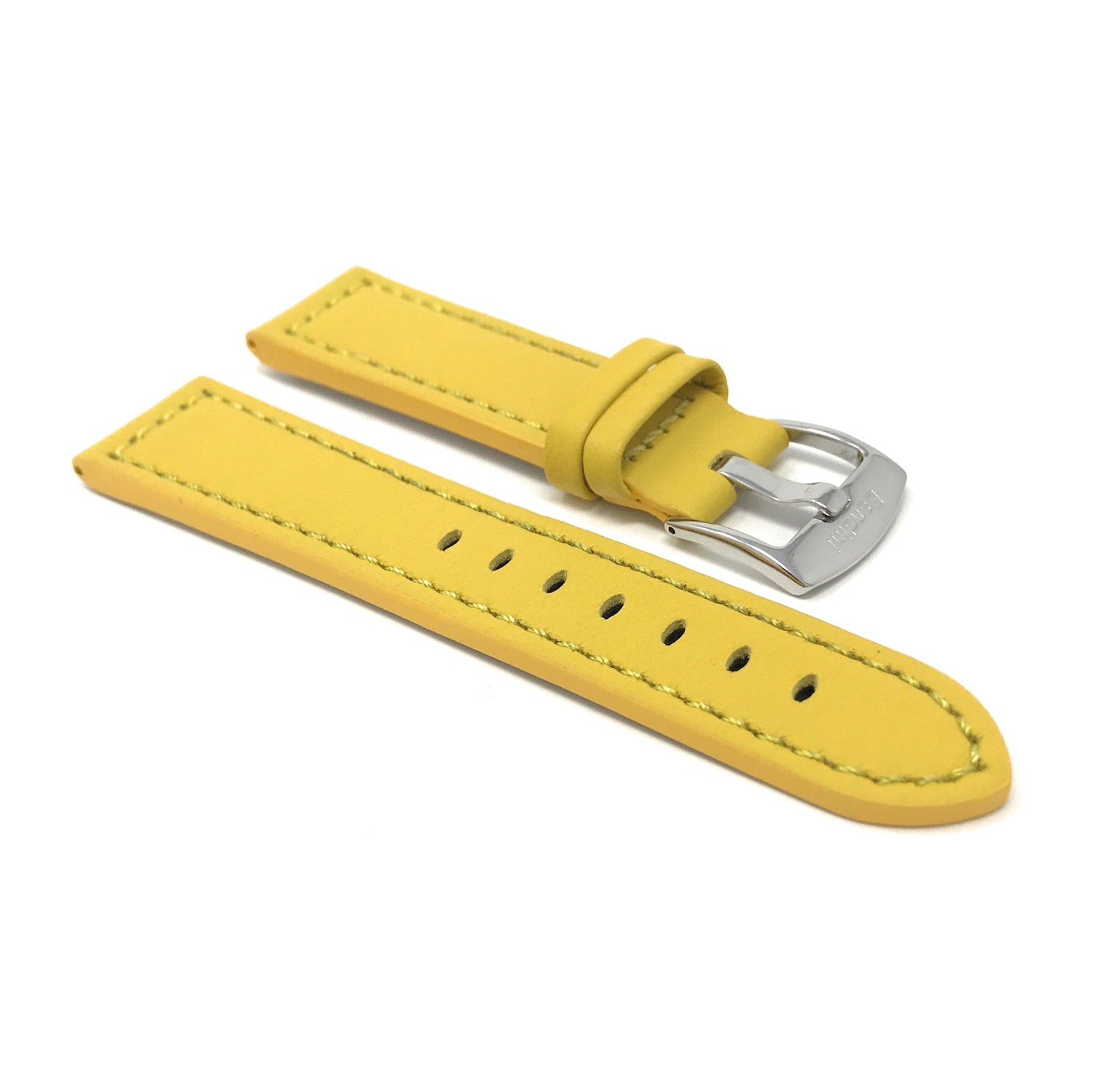 26mm bracelet de montre pour hommes en cuir véritable, brun, style racer, avec couture, boucle en acier inoxydable