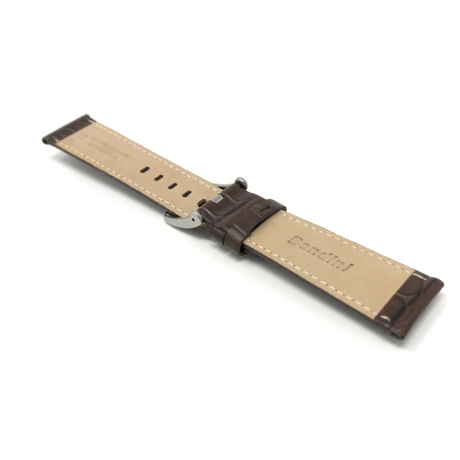 18mm Mens', Brown Crocodile Style, Genuine Leather Watch Band Strap, Also Comes in Black and Tan