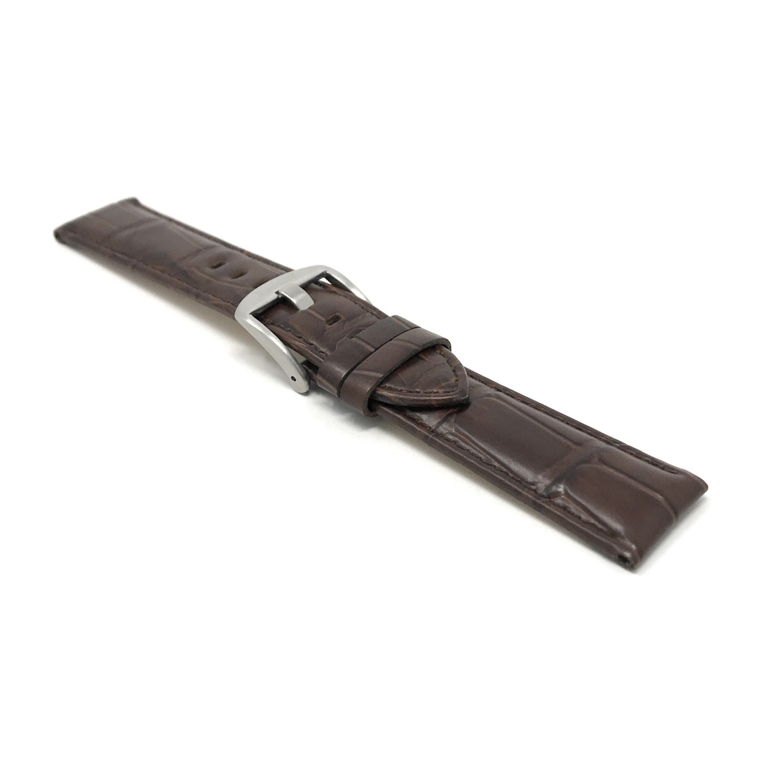 18mm Mens', Brown Crocodile Style, Genuine Leather Watch Band Strap, Also Comes in Black and Tan