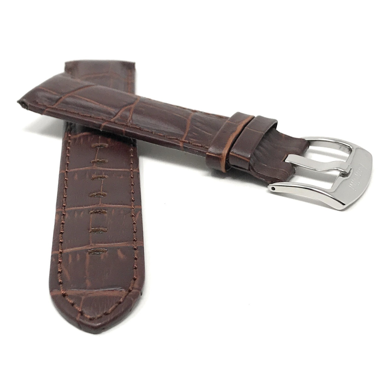 18mm Brown Mens' Alligator Style Genuine Leather Watch Strap Band