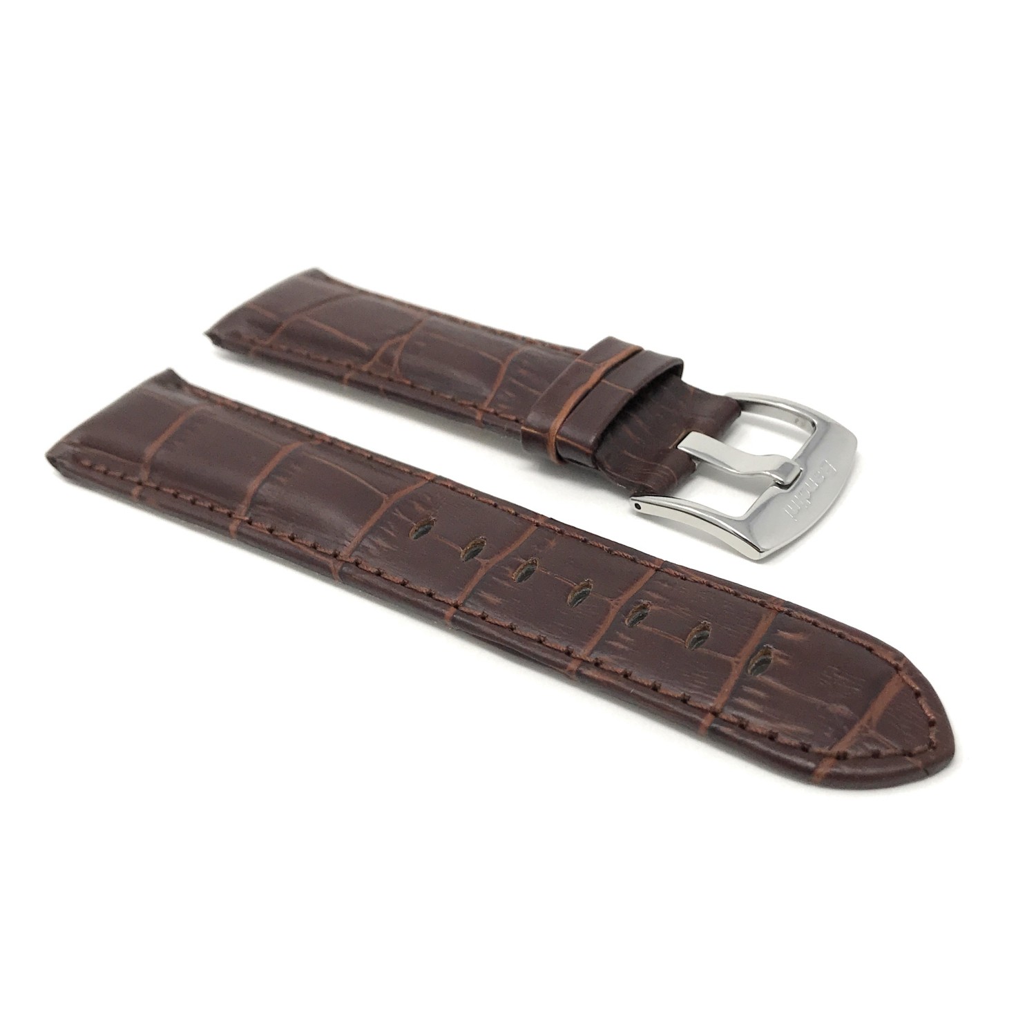 18mm Brown Mens' Alligator Style Genuine Leather Watch Strap Band