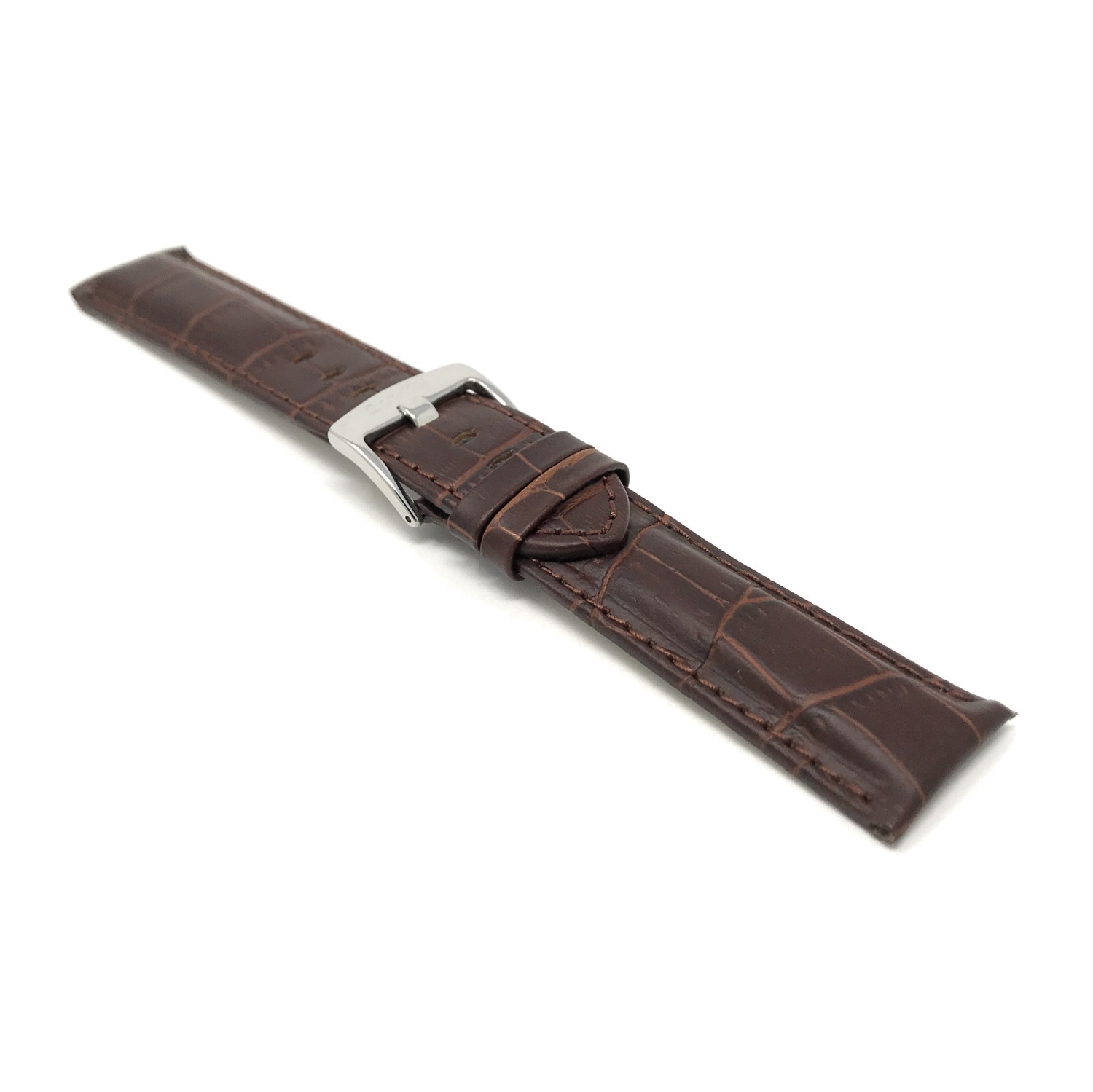 18mm Brown Mens' Alligator Style Genuine Leather Watch Strap Band