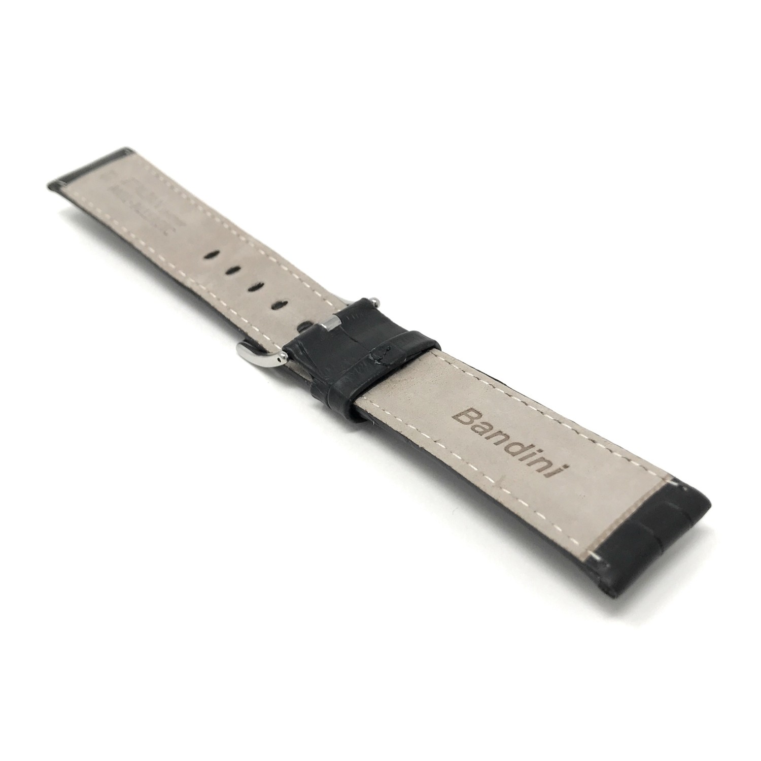 20mm Black Alligator Style Smartwatch Strap for Motorola 360, Leather, Stainless Steel Buckle