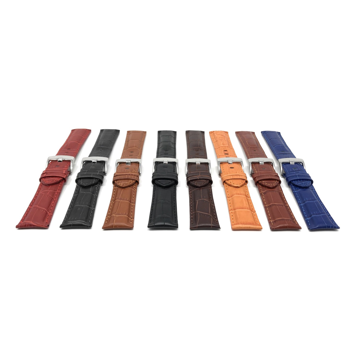 20mm Black Alligator Style Smartwatch Strap for Motorola 360, Leather, Stainless Steel Buckle