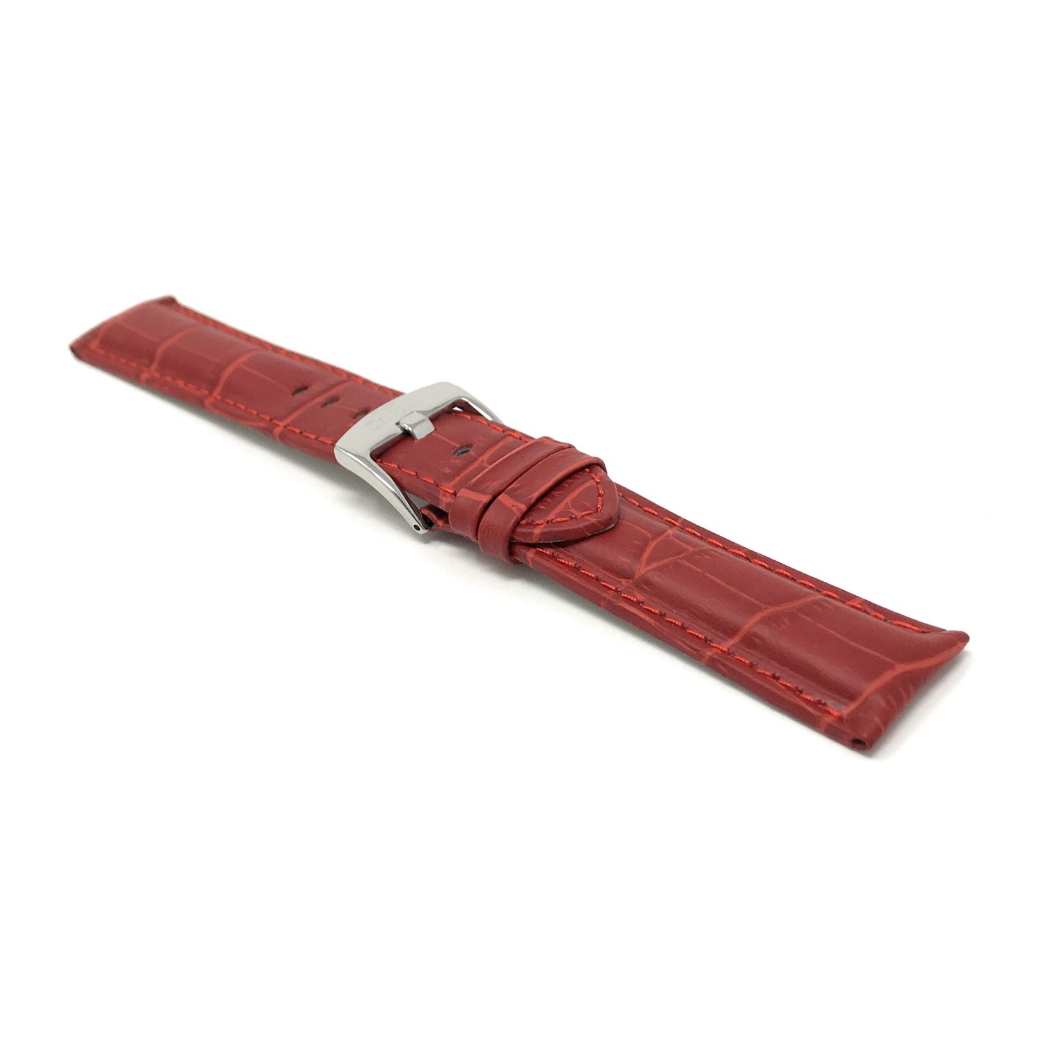 26mm bracelet de montre pour hommes en cuir véritable, rouge, motif alligator
