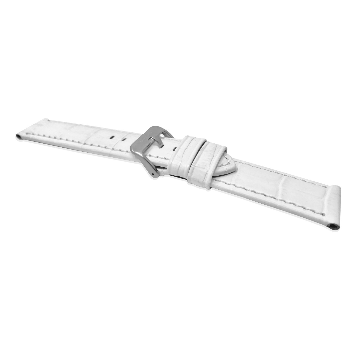 24mm White Mens' Waterproof, Alligator Style Genuine Leather Watch Band Strap, Mat Finish