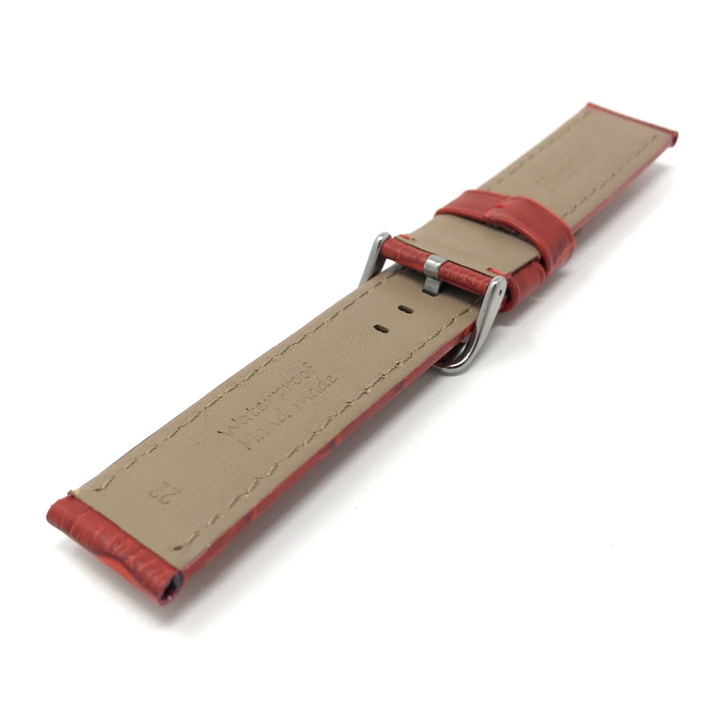 24mm bracelet de montre pour hommes en cuir véritable, rouge, imperméable, motif alligator, finition mat