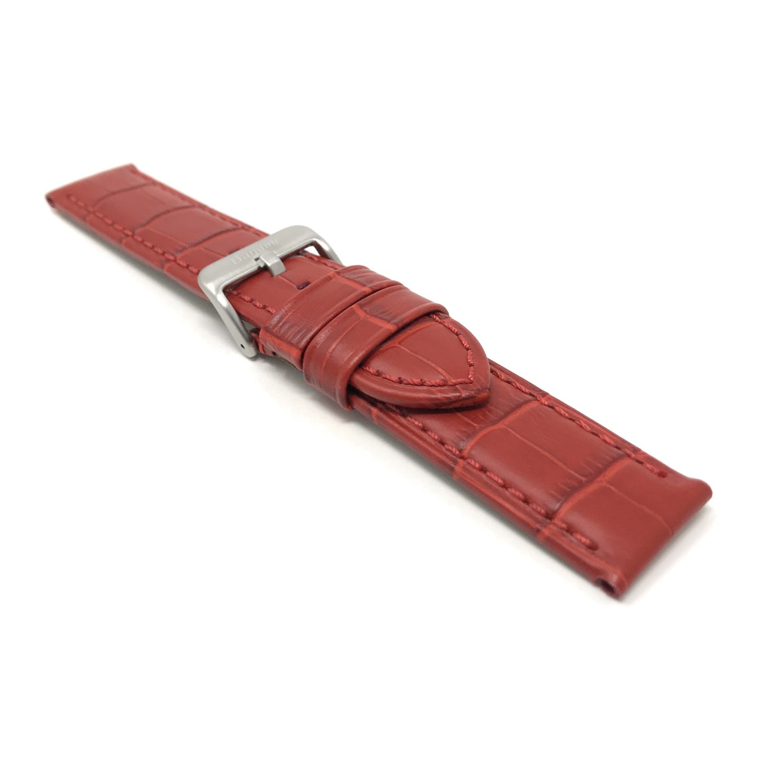 24mm bracelet de montre pour hommes en cuir véritable, rouge, imperméable, motif alligator, finition mat