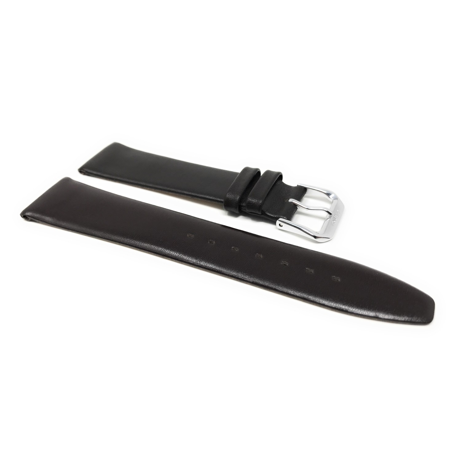 Extra Long 16mm Bracelet de montre en cuir véritable, brun