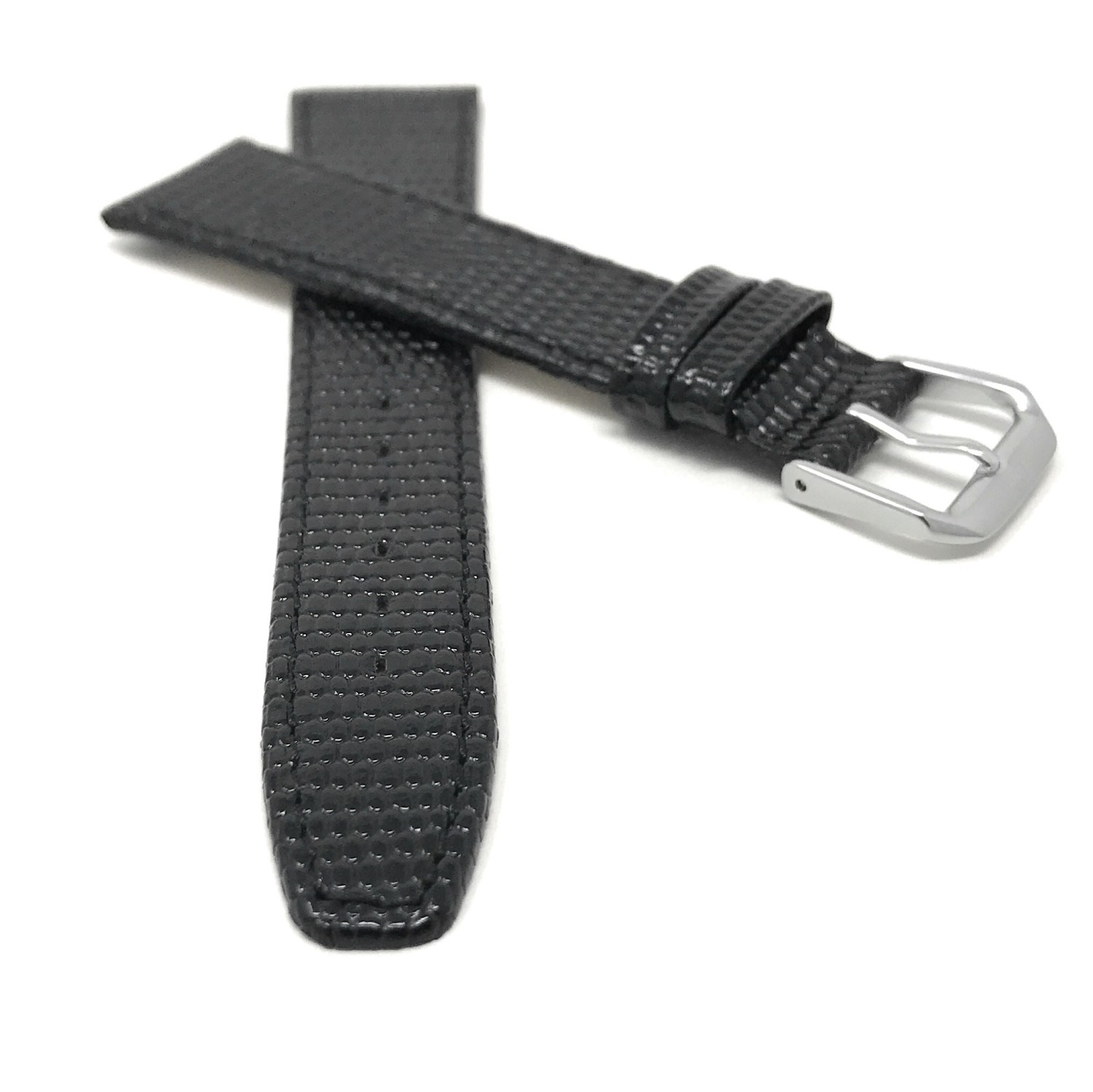 Extra Long, 20mm Black Lizard Pattern Leather Smartwatch Strap for Skagen Hagen, Signatur and Hald
