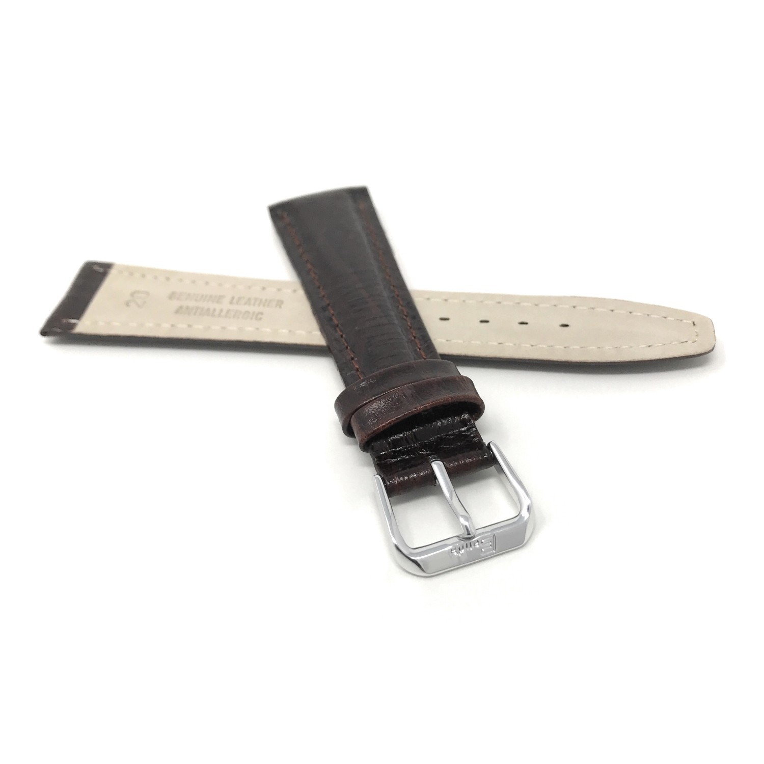 Extra Long, 12mm Classic, Brown Genuine Leather Watch Band Strap, Semi-Glossy Finish,
