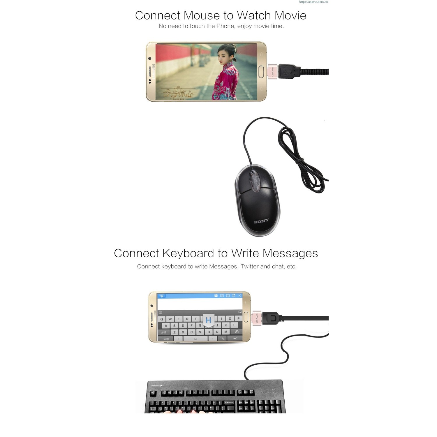 USAMS Micro USB OTG Adapter Rose Colour