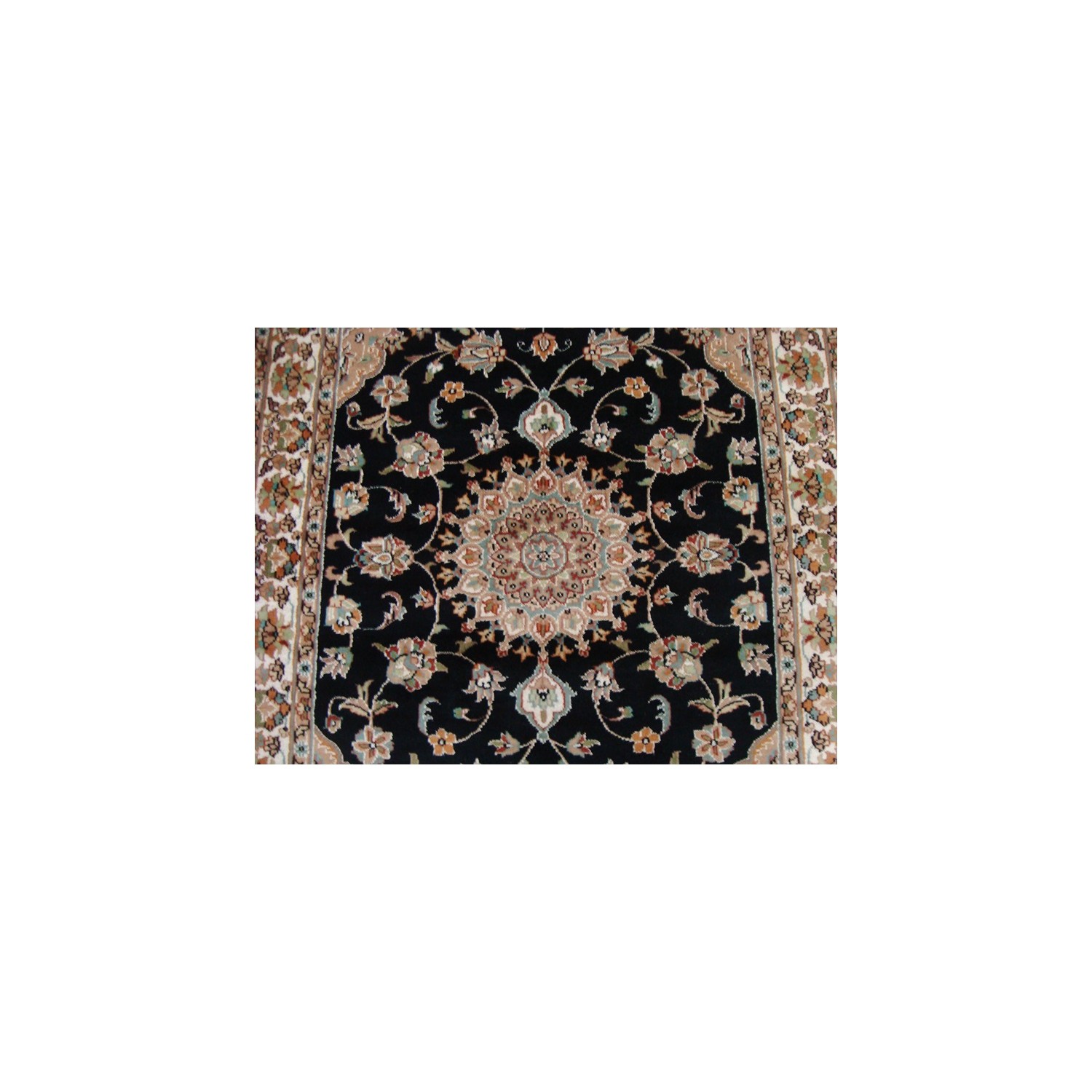 Wow Black Beauty Floral Oriental Hand Knotted Rug Wool Silk Carpet'