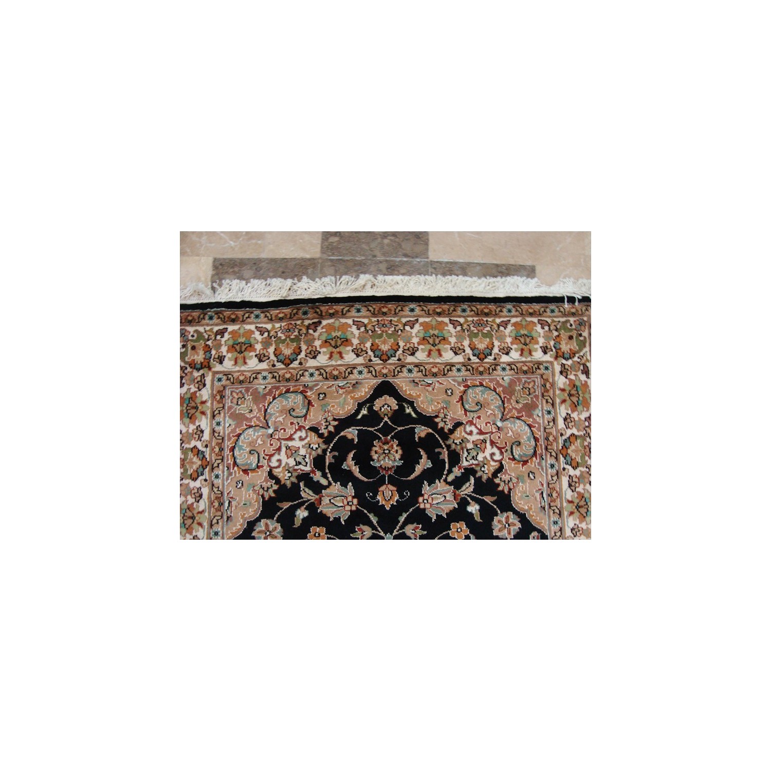 Wow Black Beauty Floral Oriental Hand Knotted Rug Wool Silk Carpet'