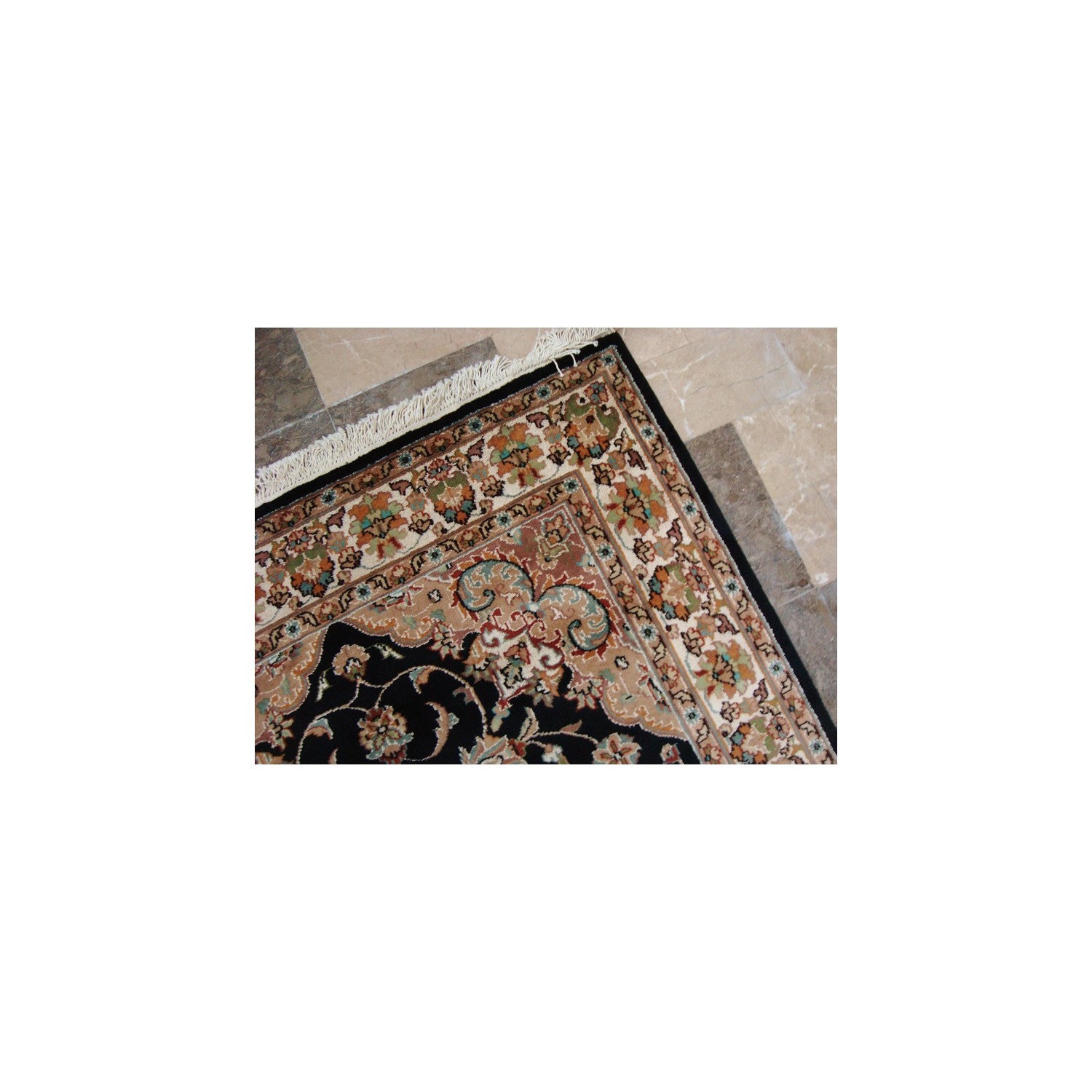 Wow Black Beauty Floral Oriental Hand Knotted Rug Wool Silk Carpet'