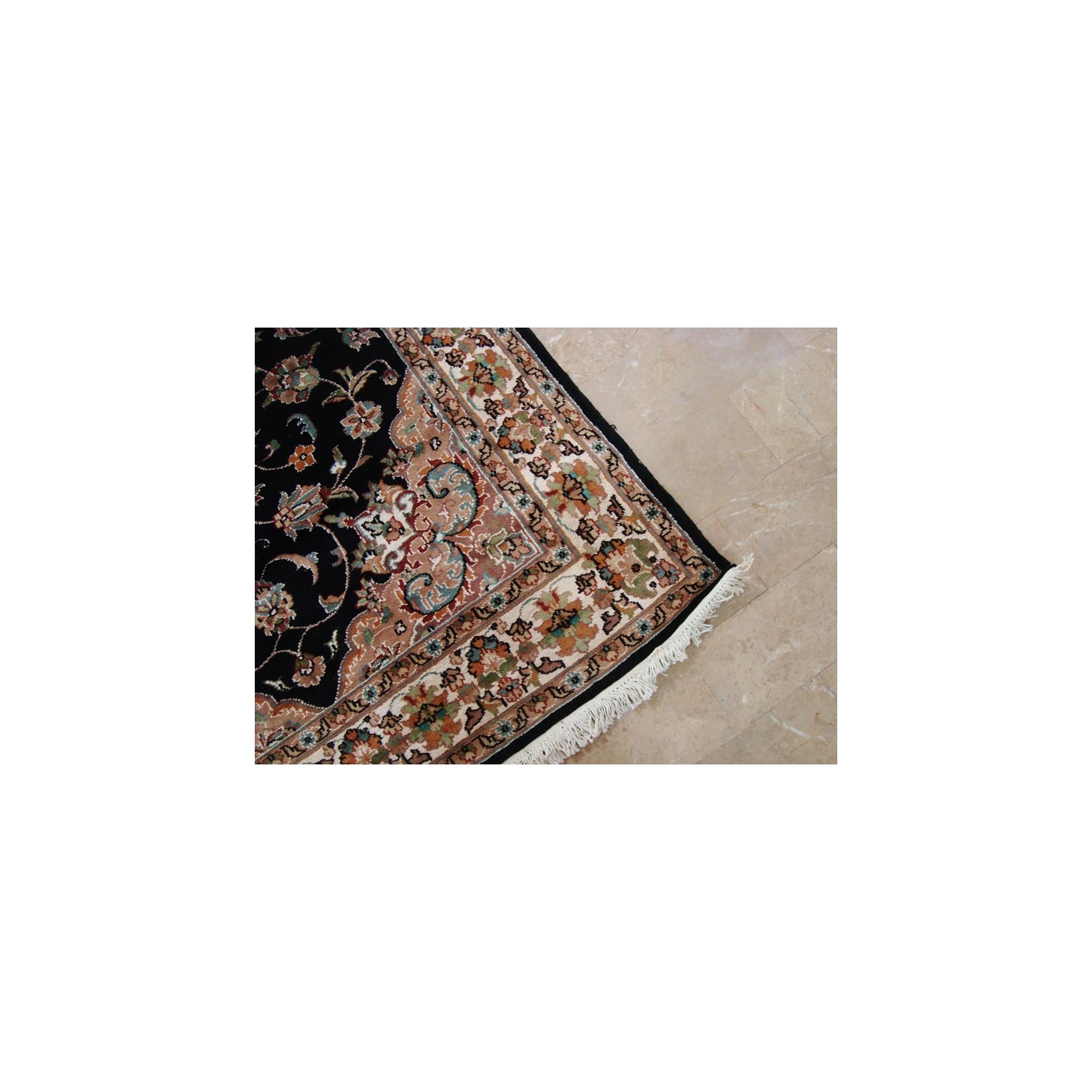 Wow Black Beauty Floral Oriental Hand Knotted Rug Wool Silk Carpet'