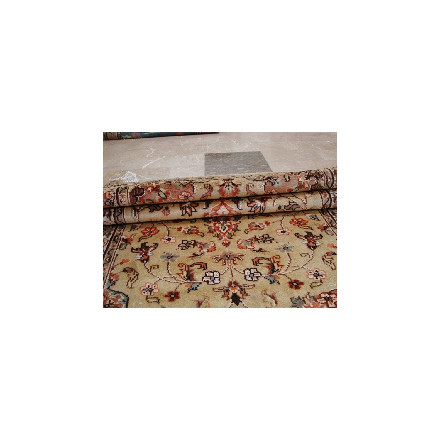 Ahmedani Wow Floral Medallion Hand Knotted Wool Silk Carpet 5.3' x 3.0' Area Rug - Cream